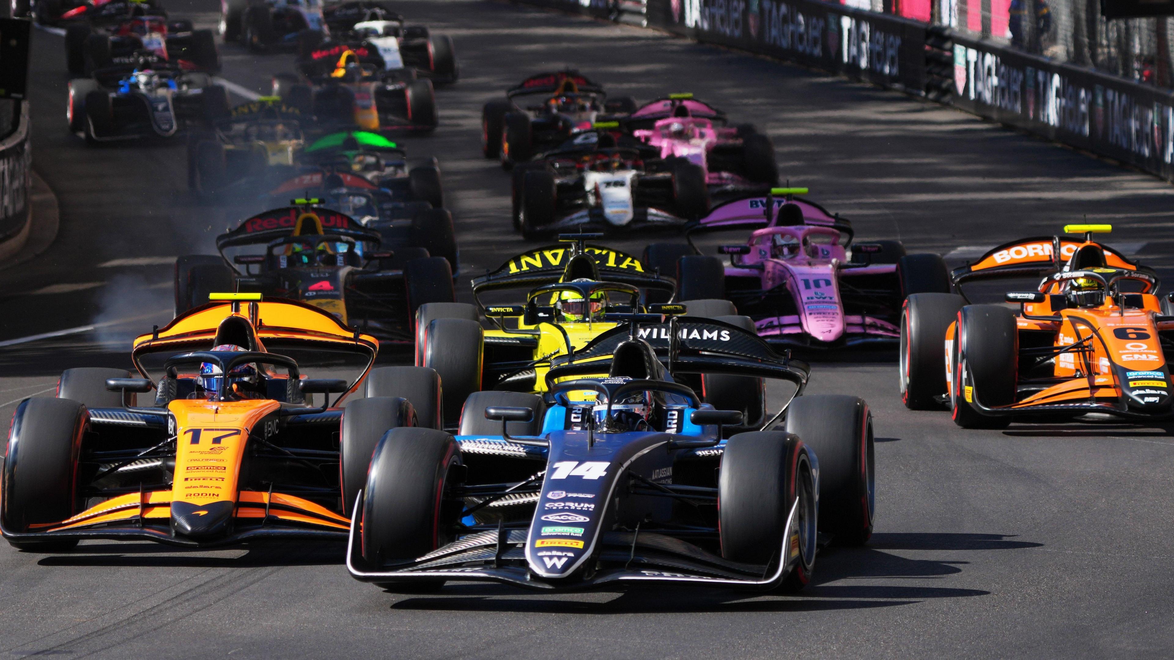 Alex Dunne and Victor Martins during the Monaco F2 Grand Prix