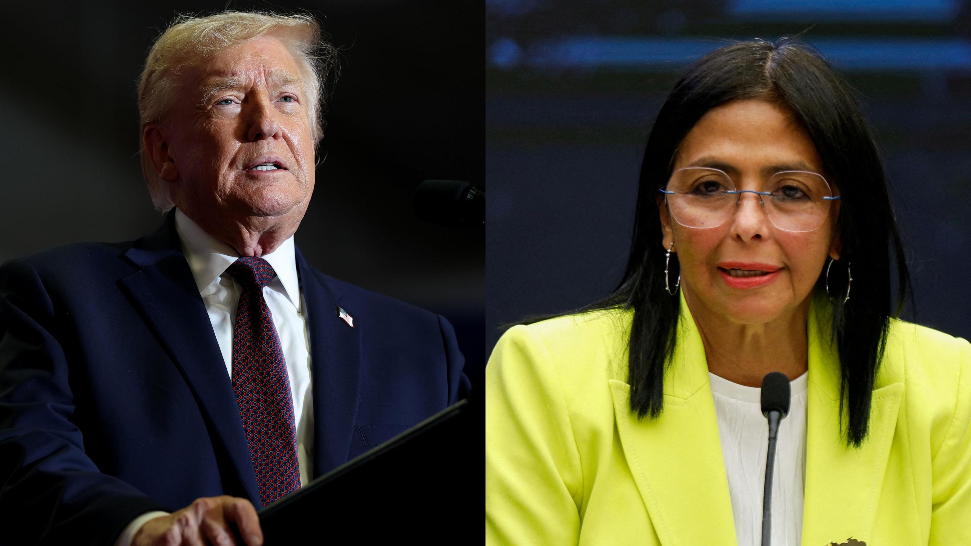 Donald Trump and Delcy Rodríguez side by side
