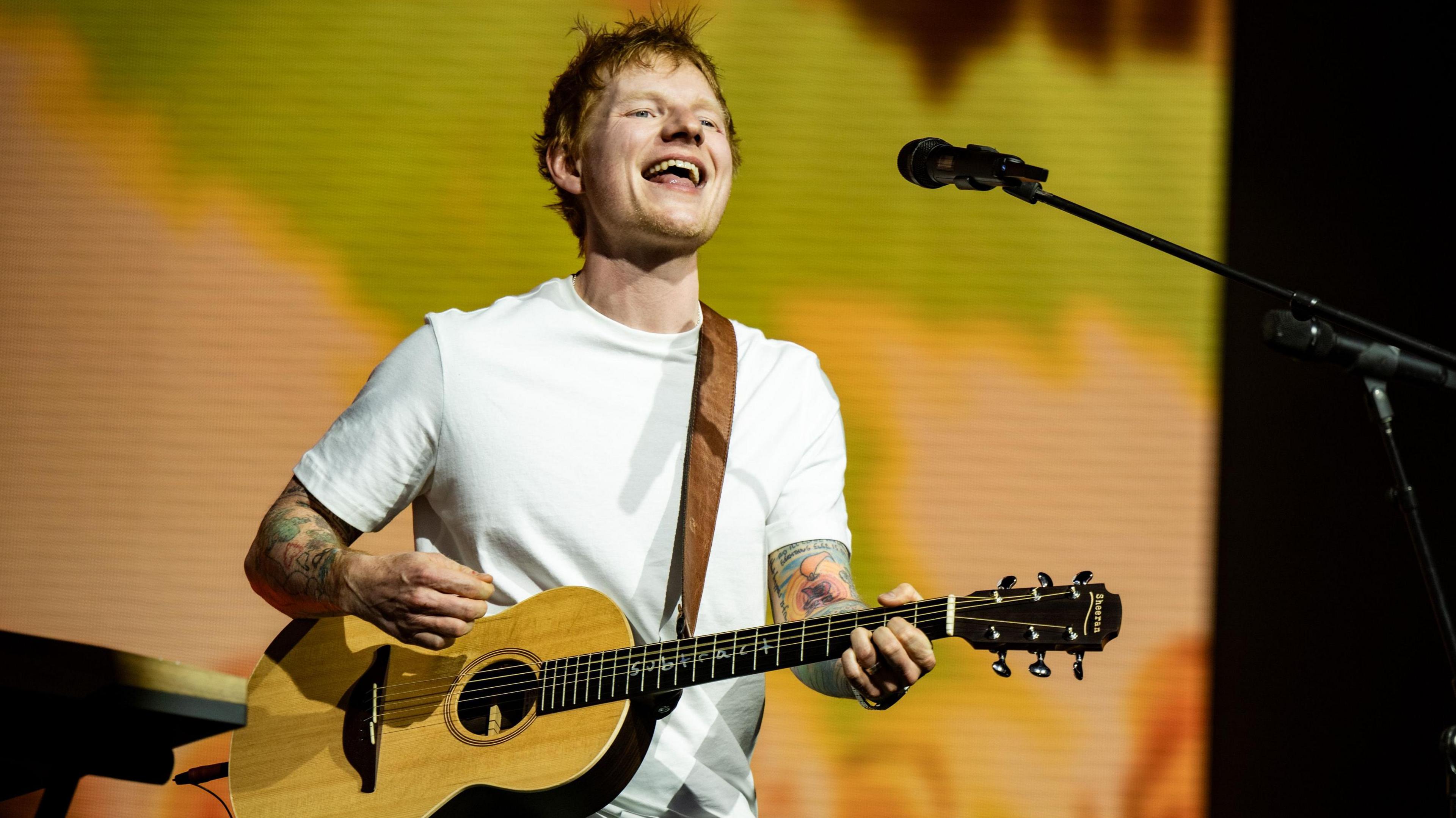 Ed Sheeran performs during the 2025 Coachella Valley Music And Arts Festival