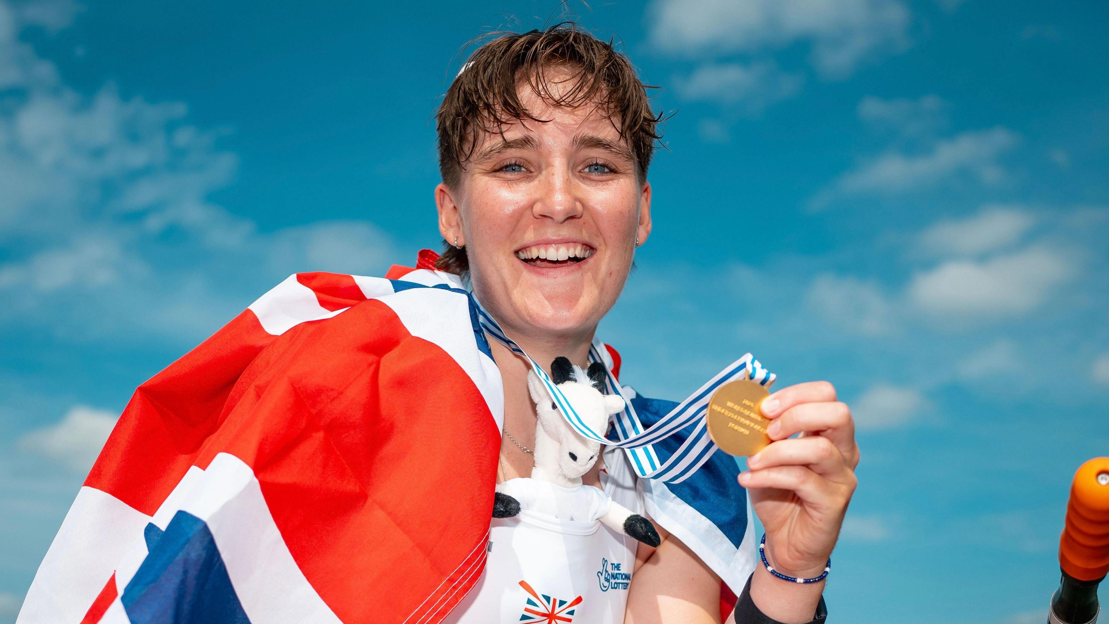 Finnola Stratton with her world under-23 gold medal