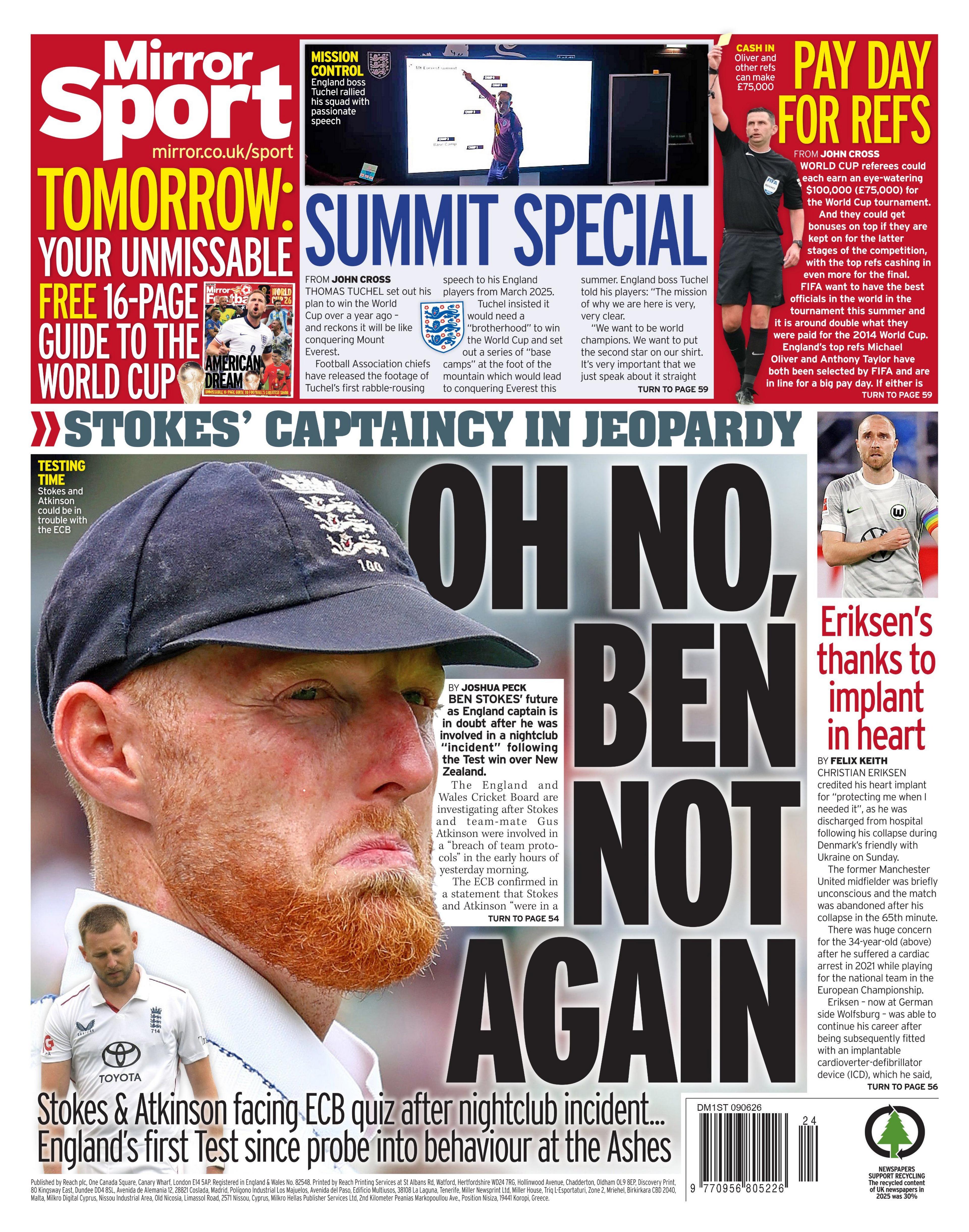 Daily Mirror back page
