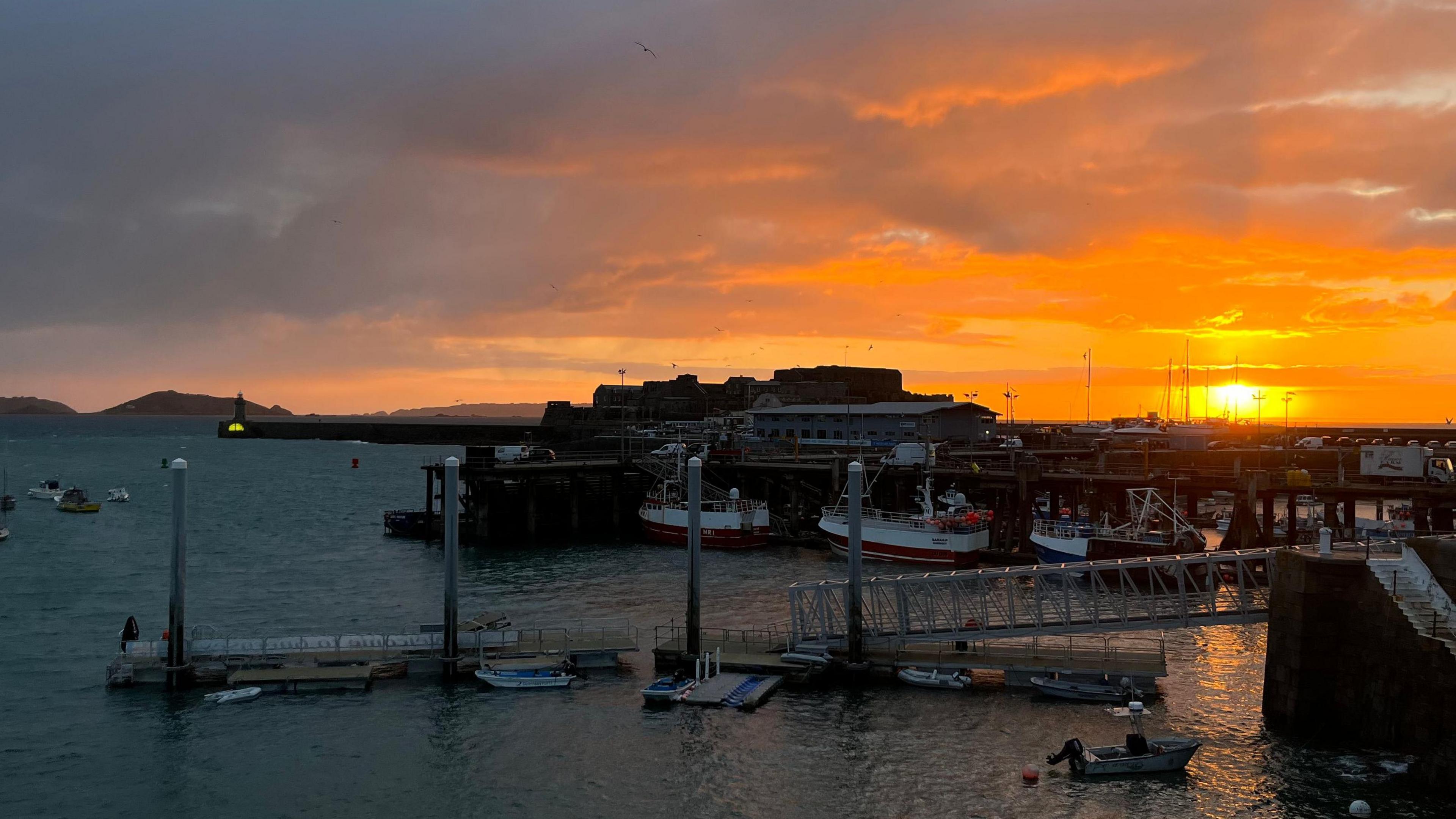 Sun rising over Castle Cornet