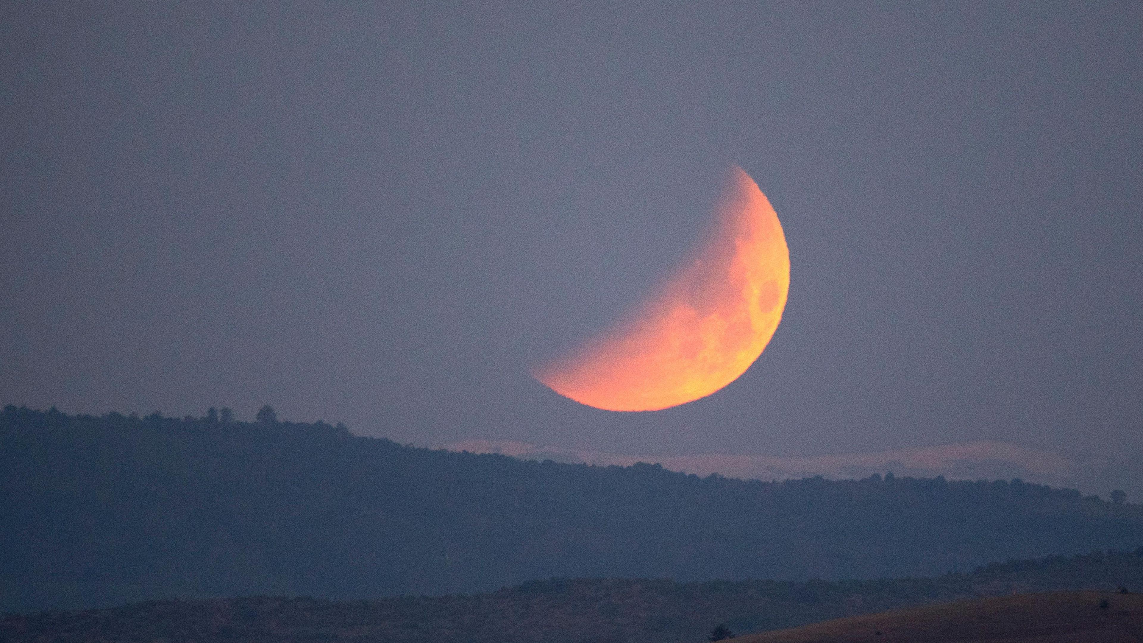 crescent Blood Moon above Macedonia