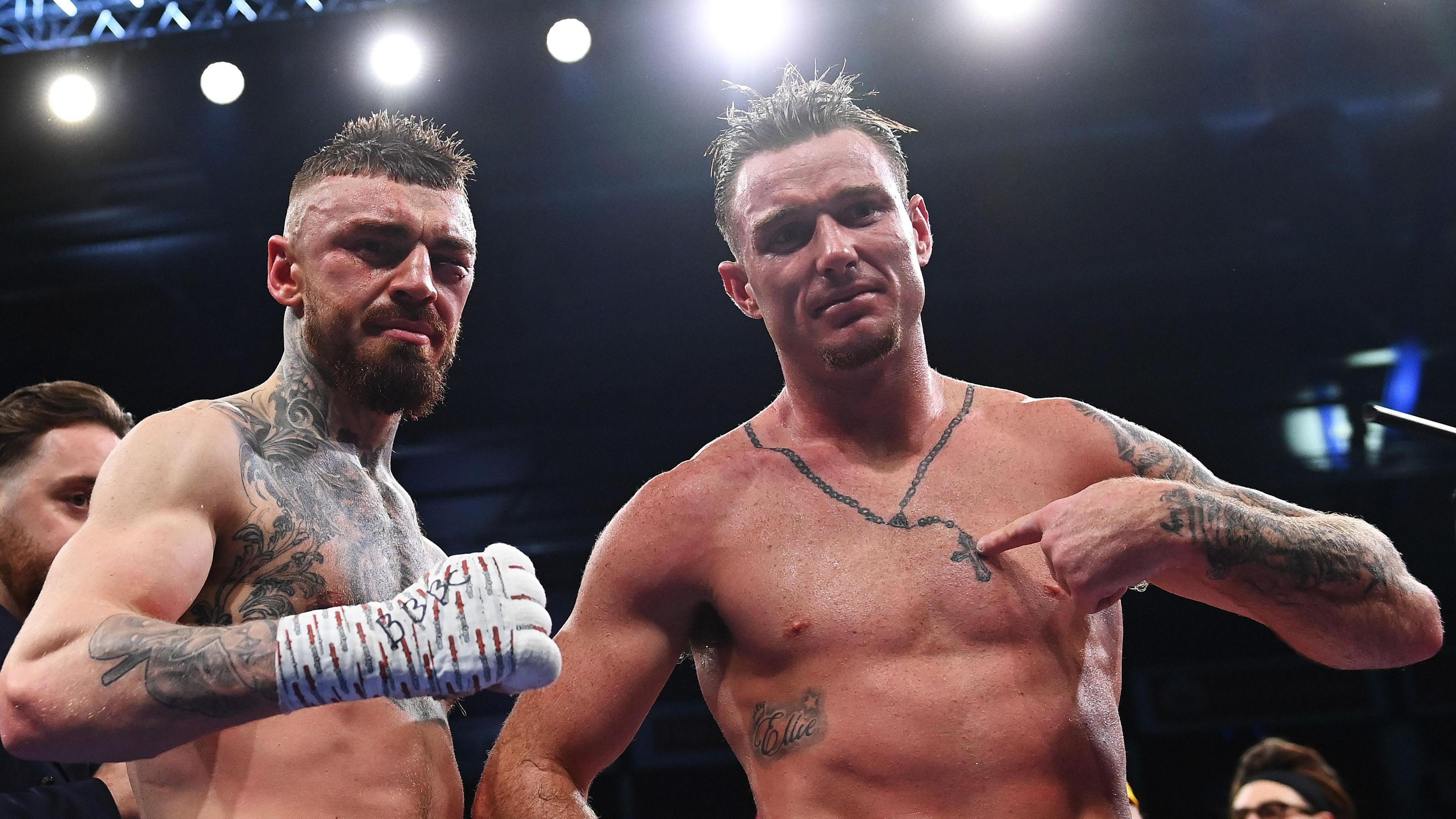 Lewis Crocker and Paddy Donovan following their first fight on 1 March