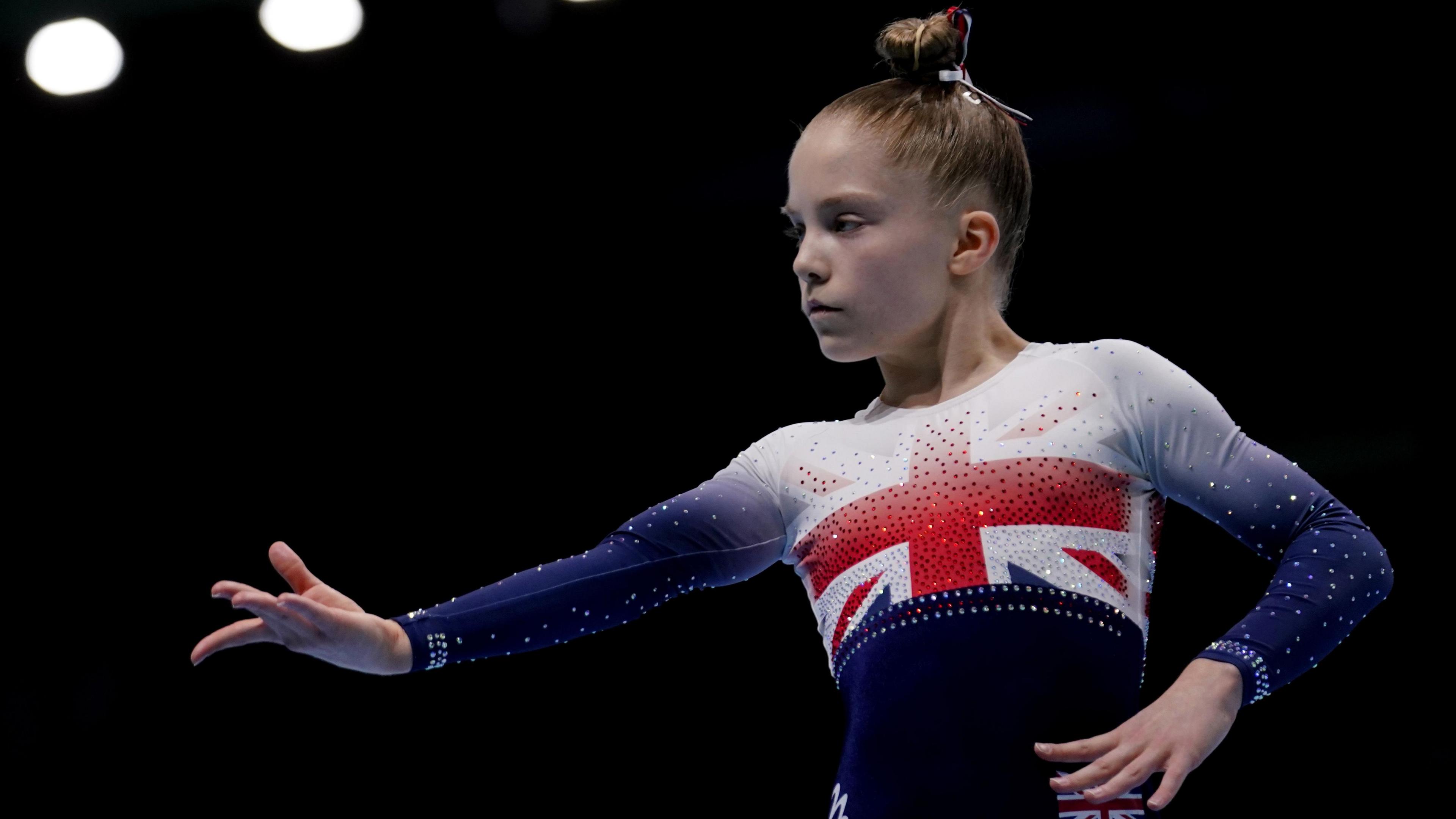 Jemima Taylor strikes a pose while competing