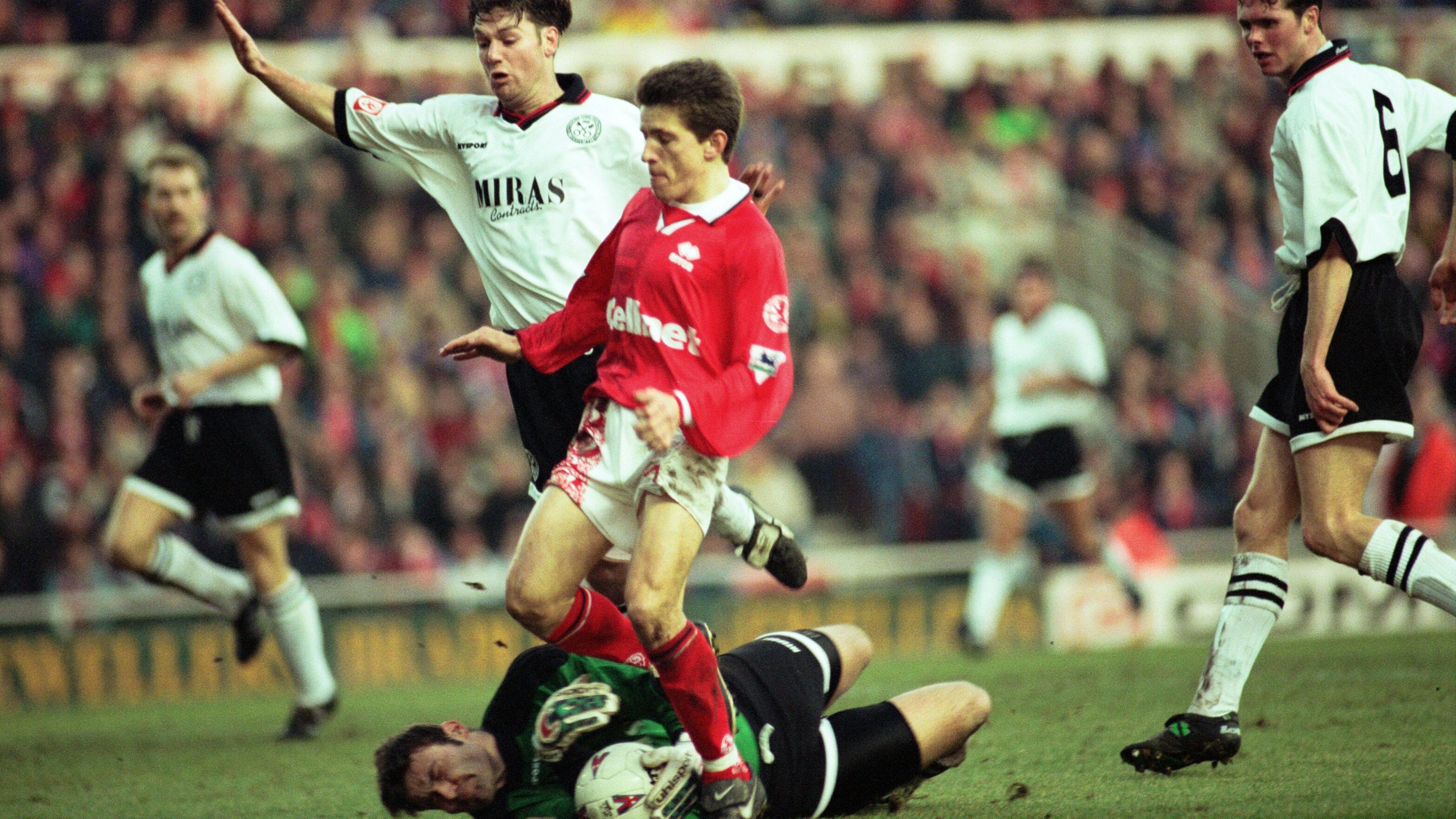 Juninho Paulista playing for Middlesbrough against Hednesford Town in the FA Cup fourth round in 1997