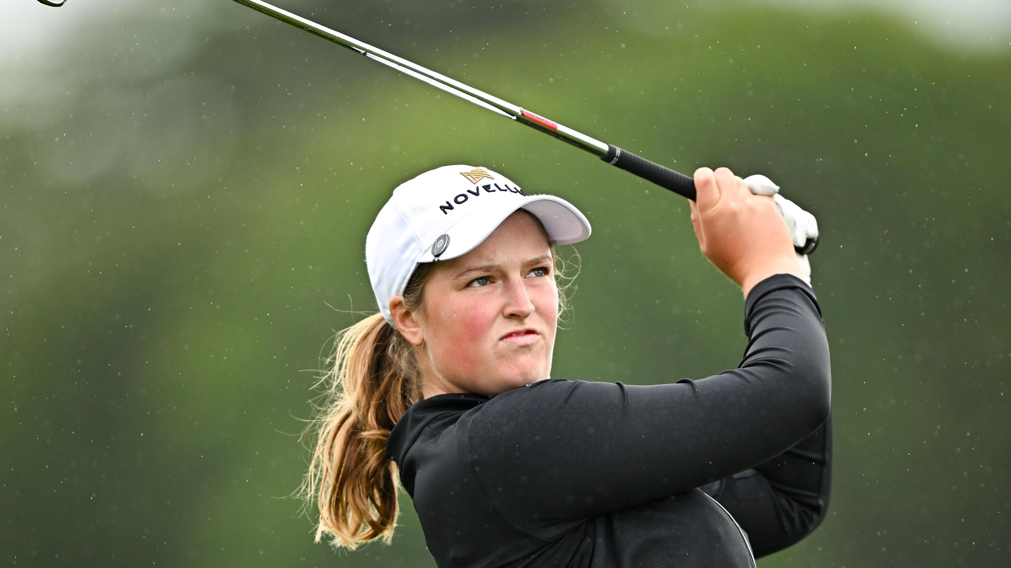 Lottie Woad hits a tee shot during the final round