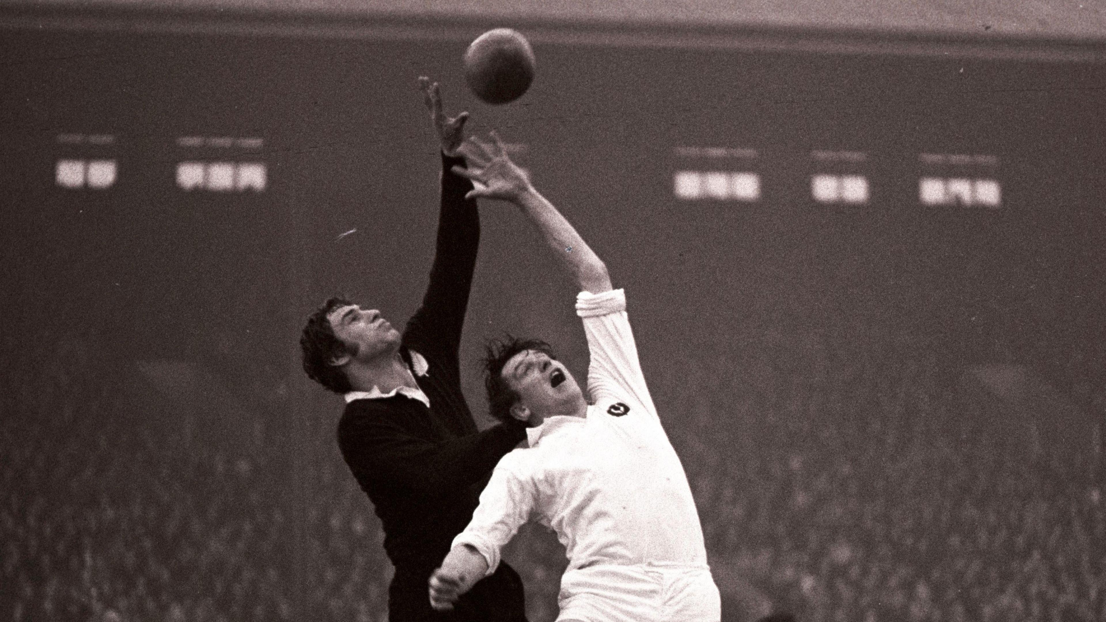 Peter Brown (left) in action for Scotland.