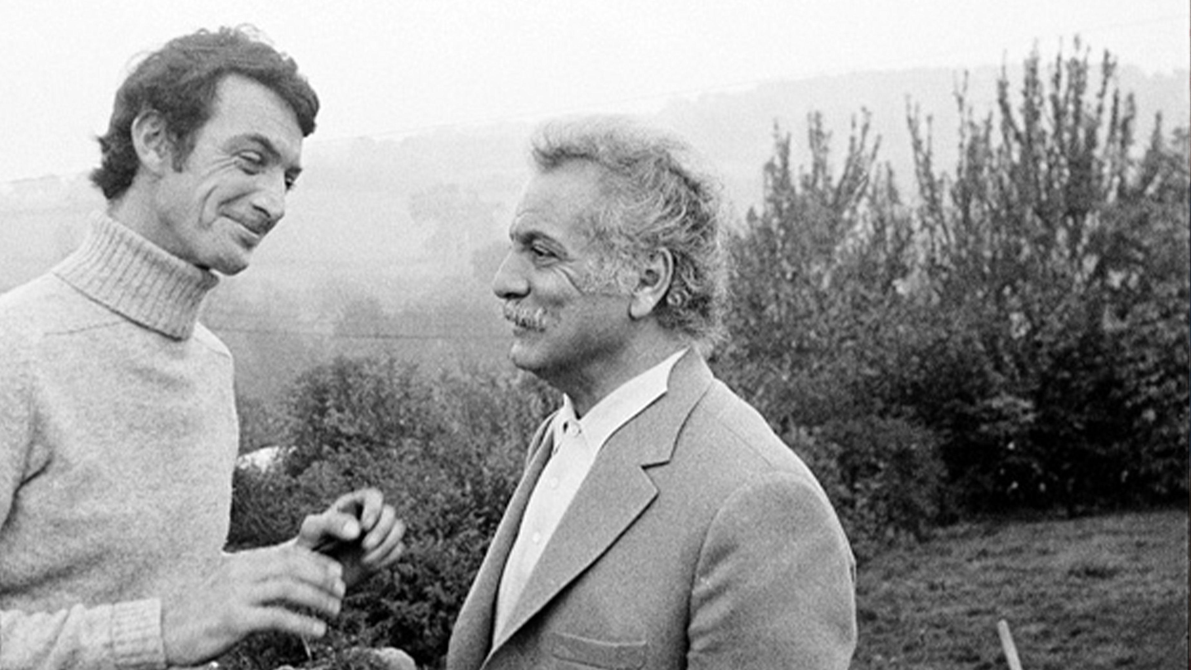 Jake Thackray gyda'i arwr George Brassens yn 1973