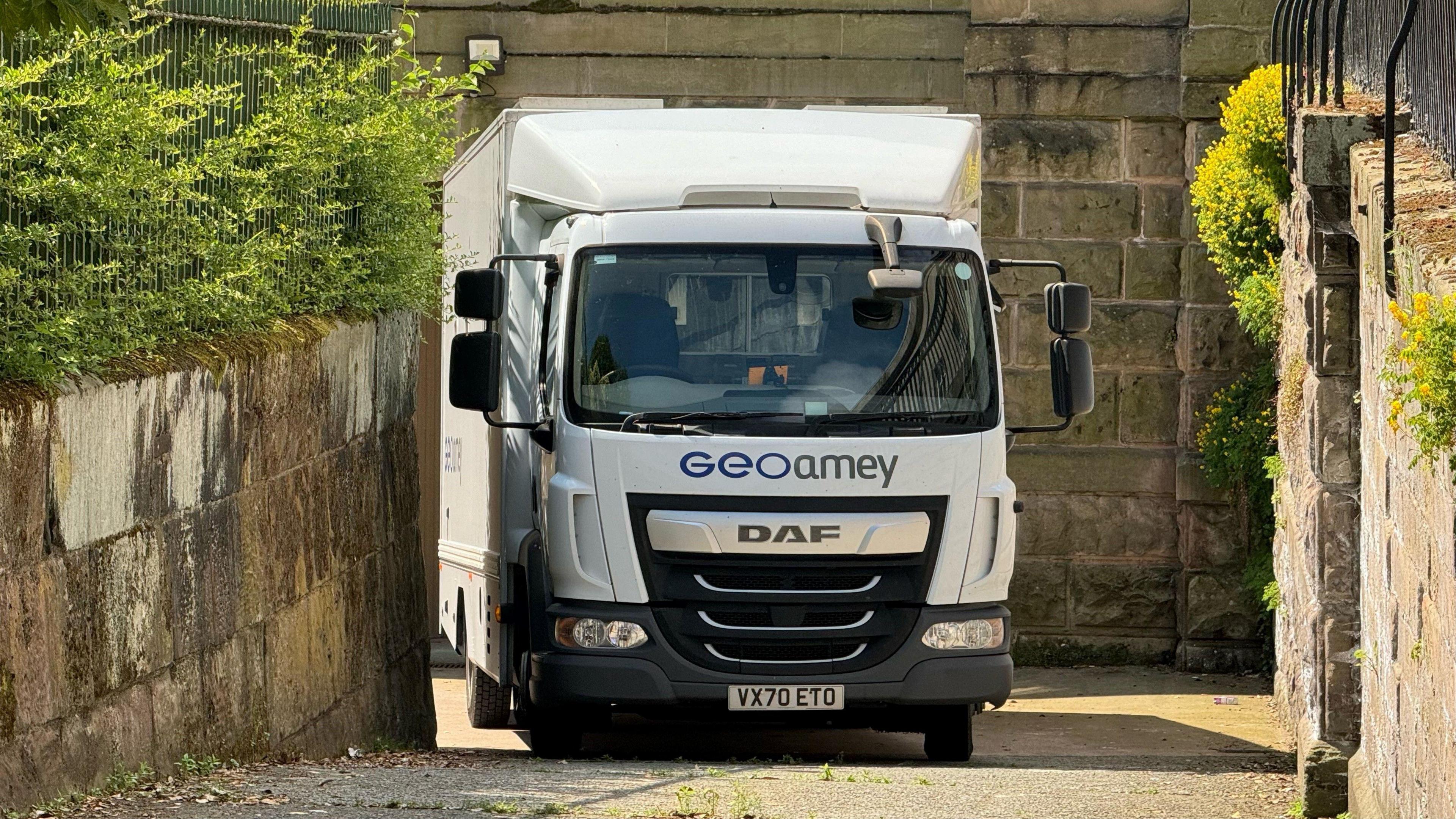 The custody van arriving at court