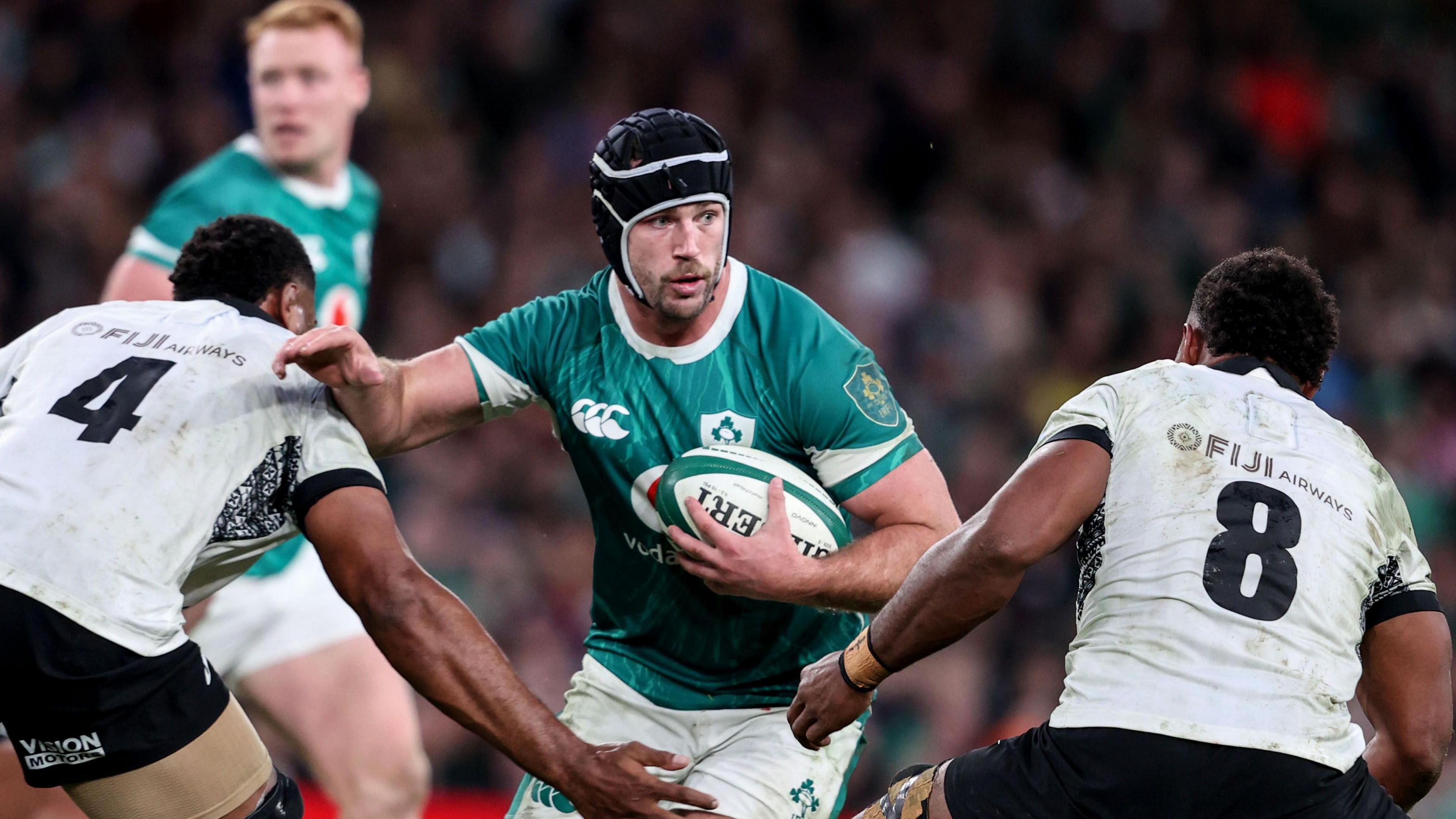 Caelan Doris carries the ball against Fiji 