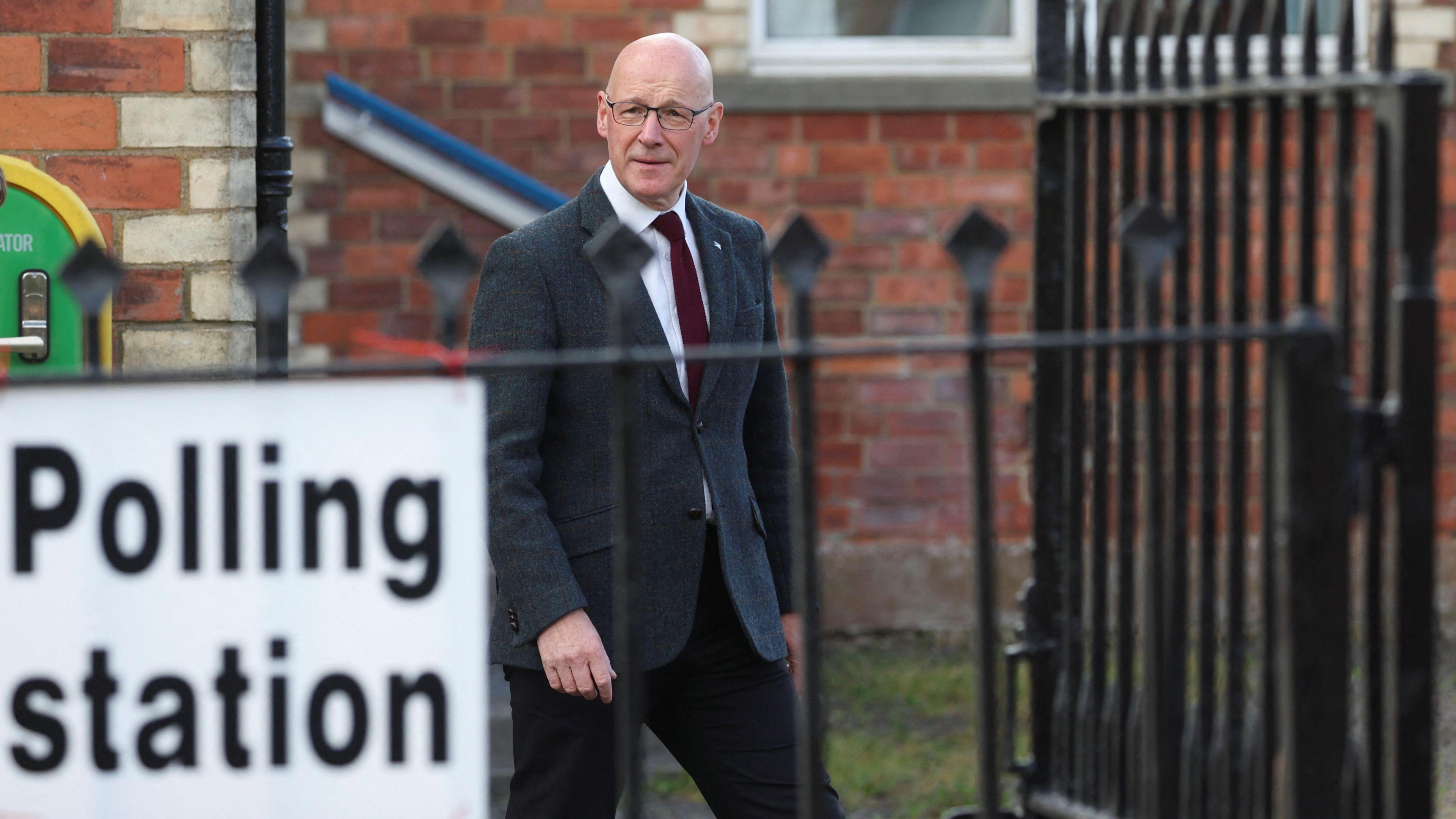 John Swinney at polling station