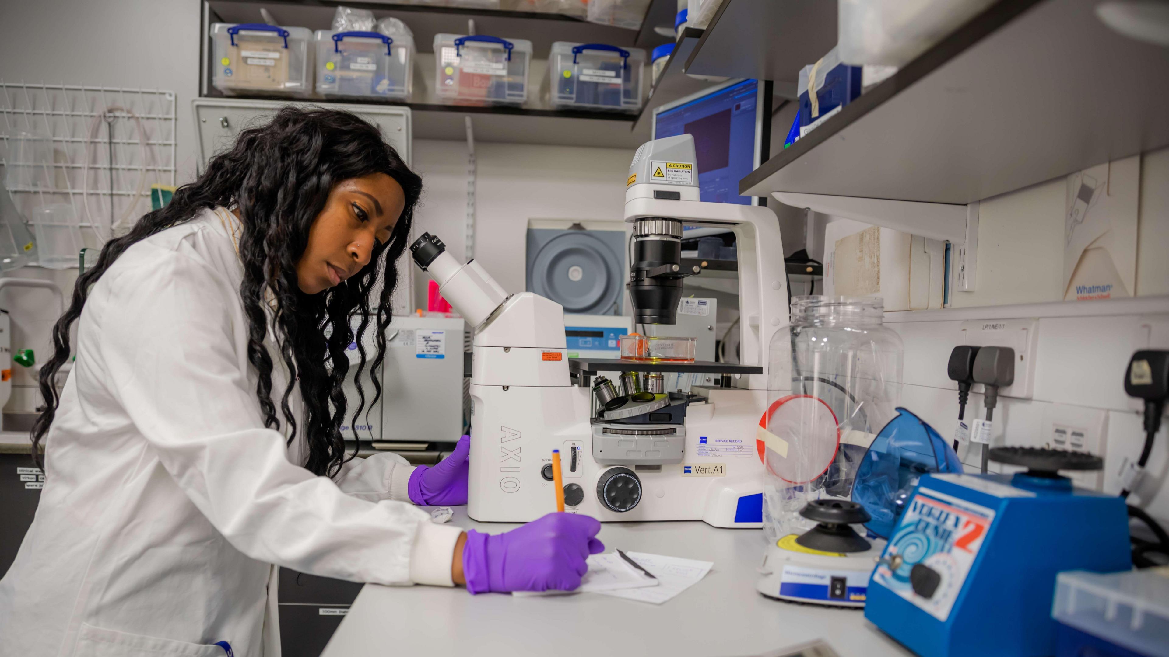 Ms Bonner working in a lab