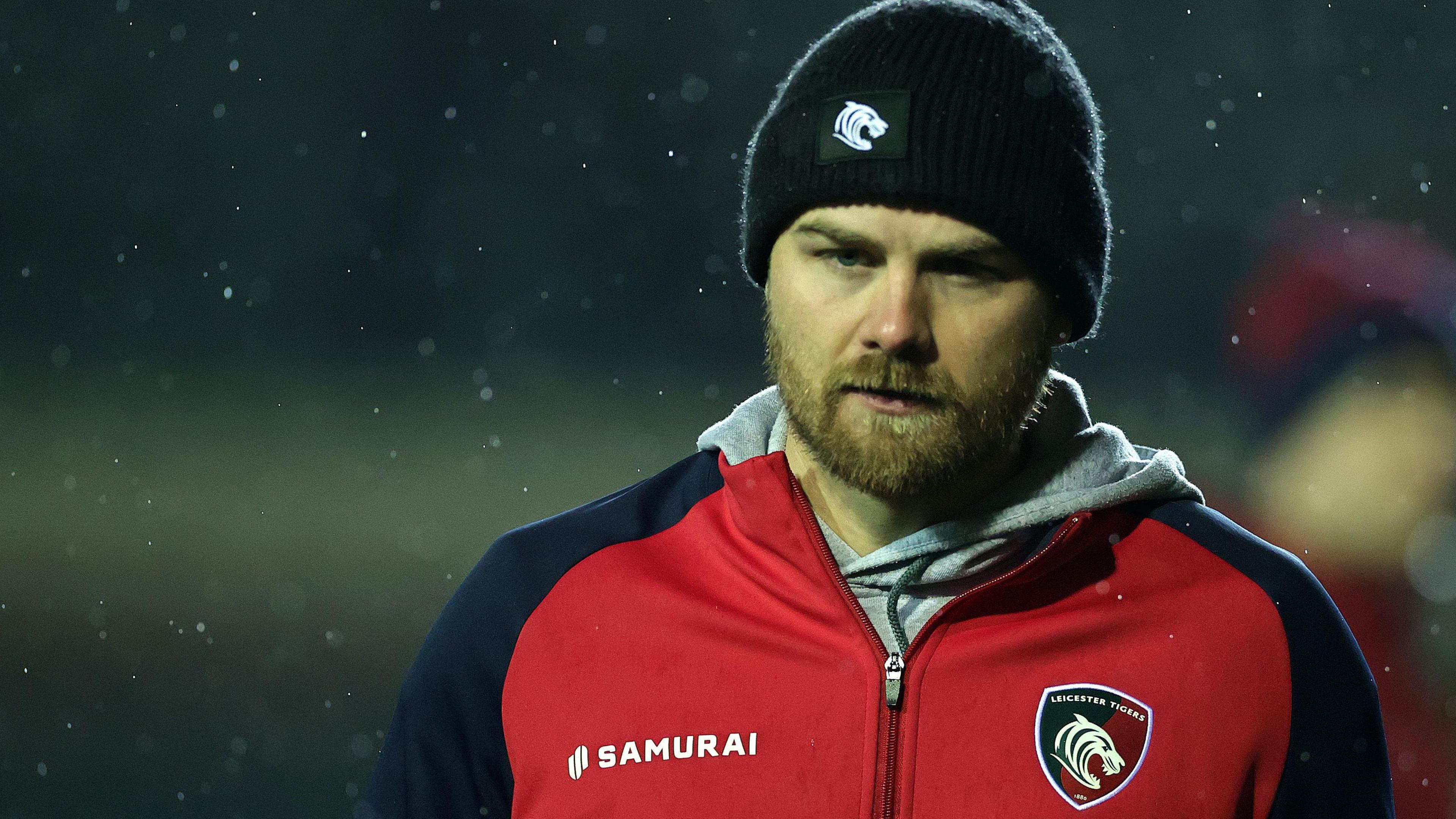 Tom Hudson looks on as Leicester Tigers women's team trains