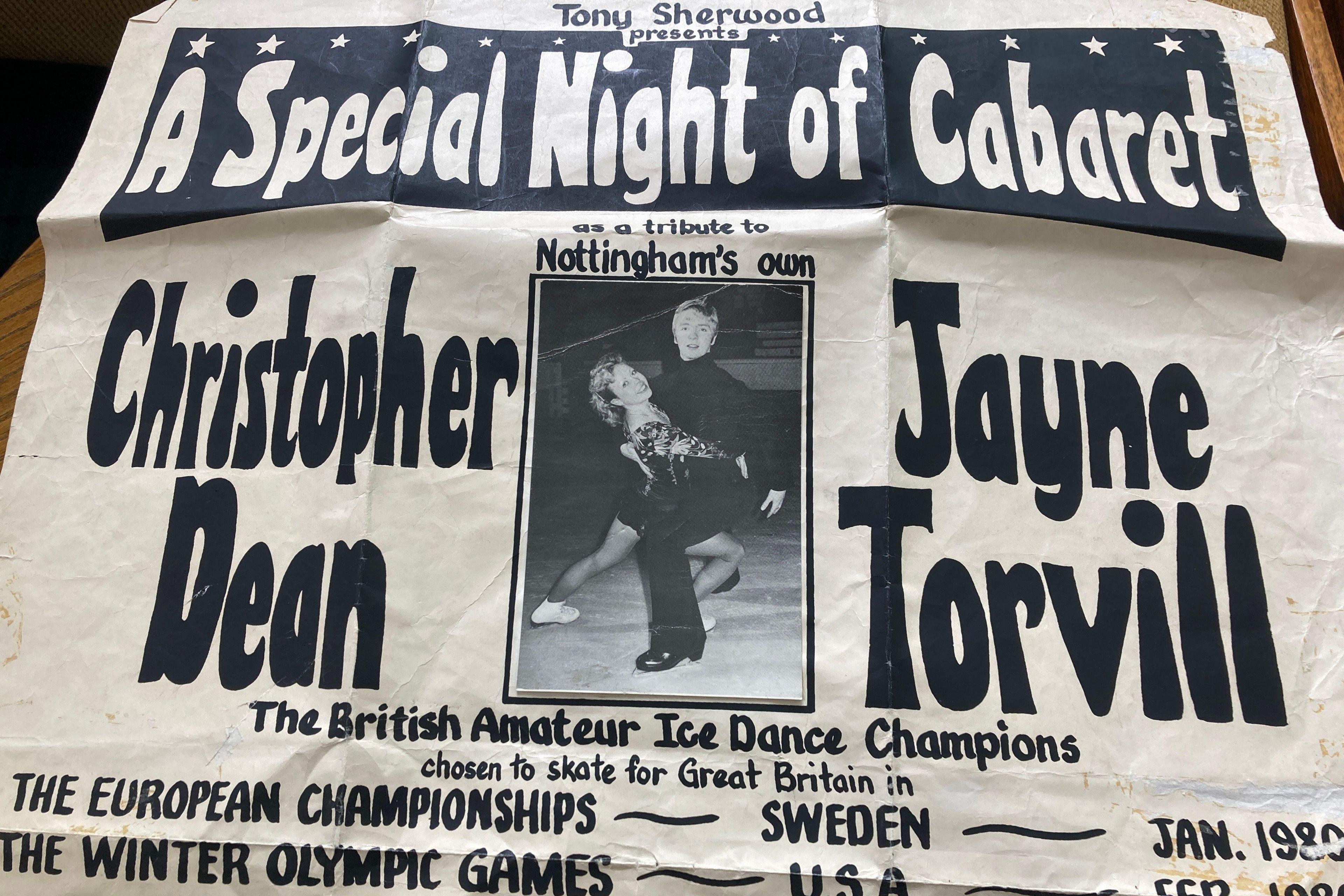 The black and white poster promises 'A special night of cabaret' which was another fund raising show for Jayne Torvill and Christopher Dean.