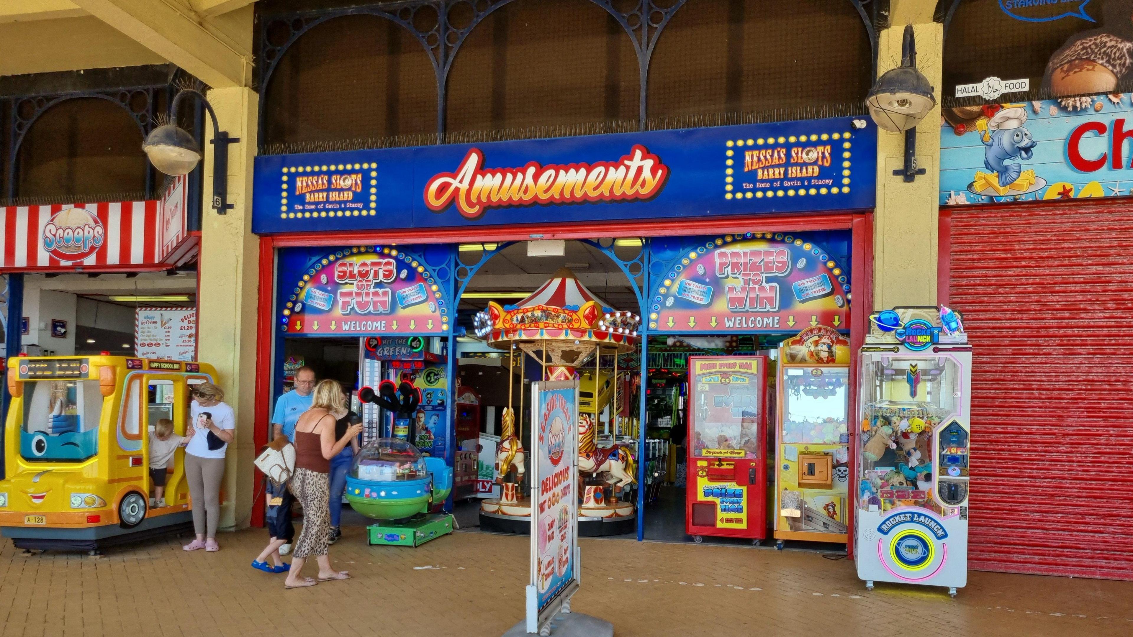 The outside of an amusement arcade in Barry Island.