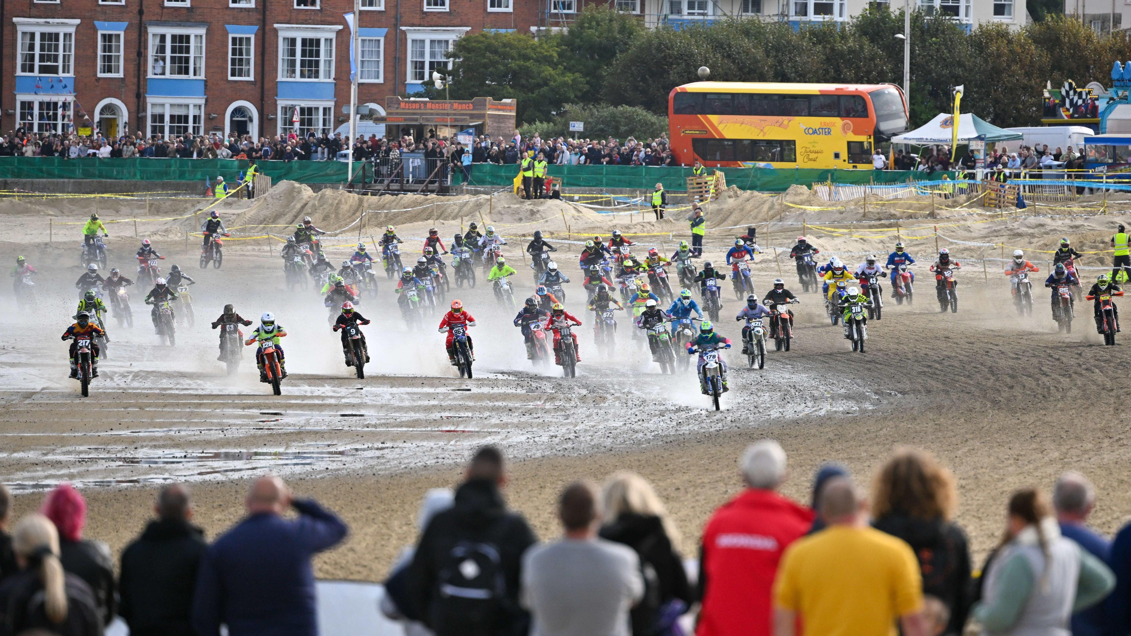 Motocross bikes on Weymouth beach