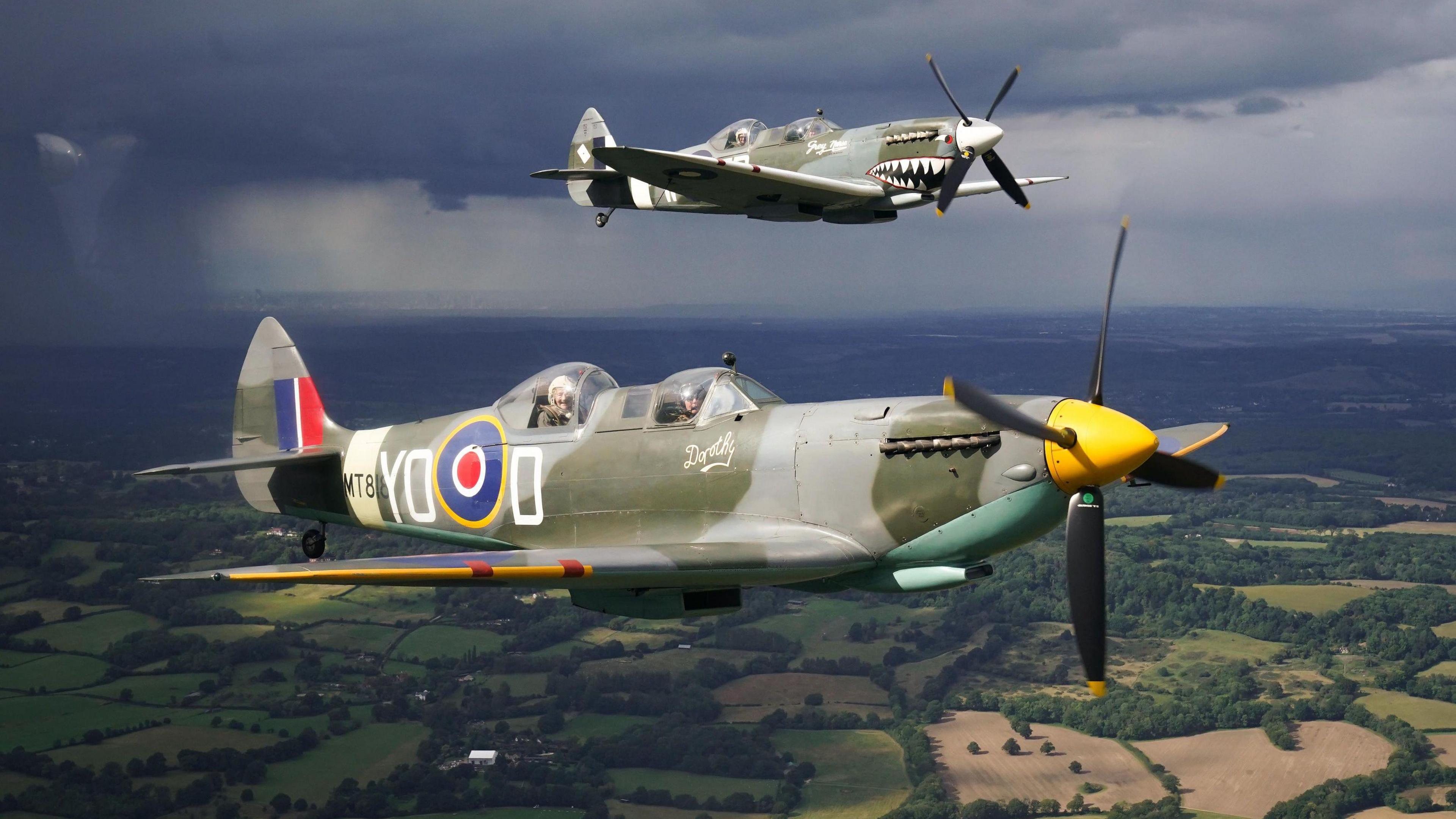 Robbie and Dorothea on the two Spitfire flights on Thursday