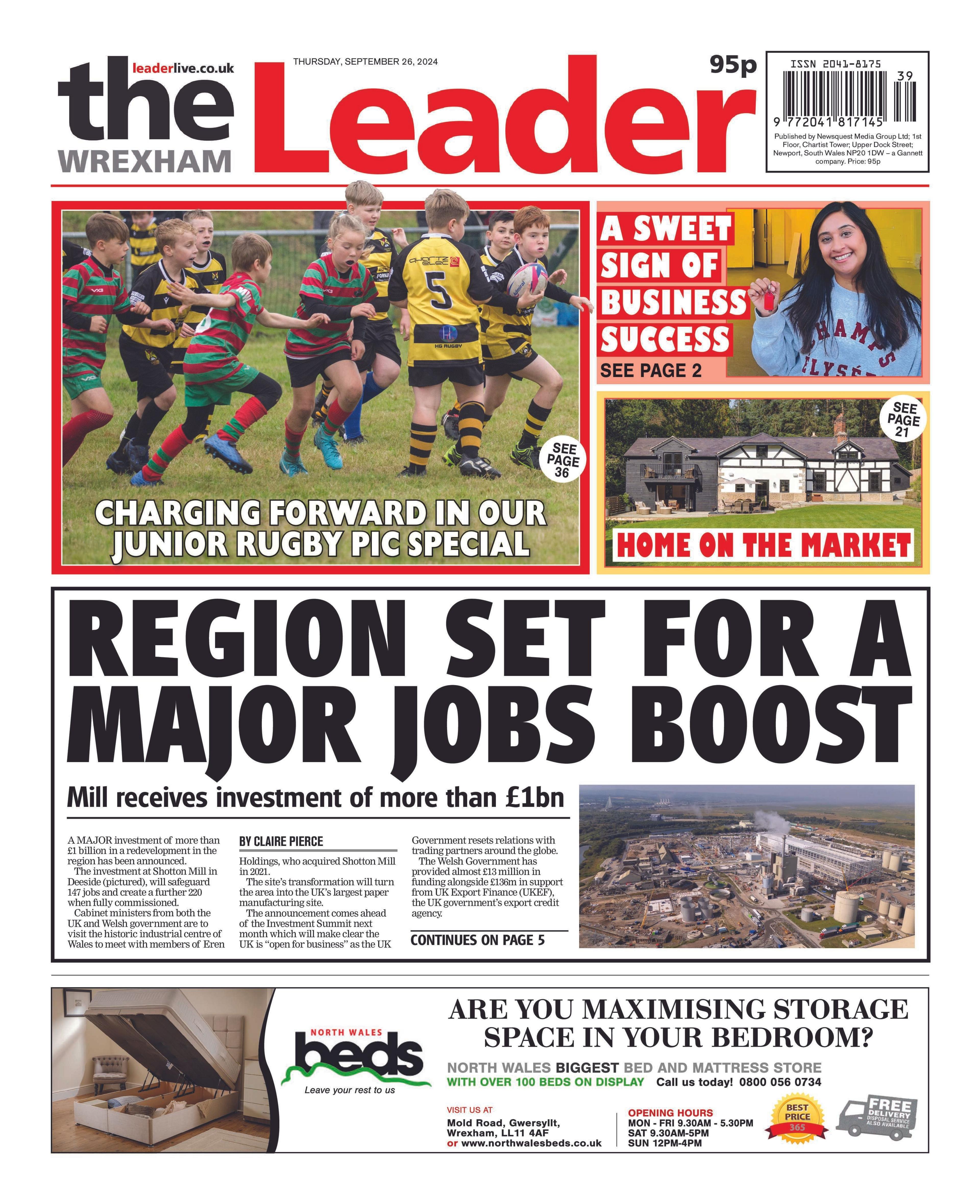 Front page of Wrexham Leader