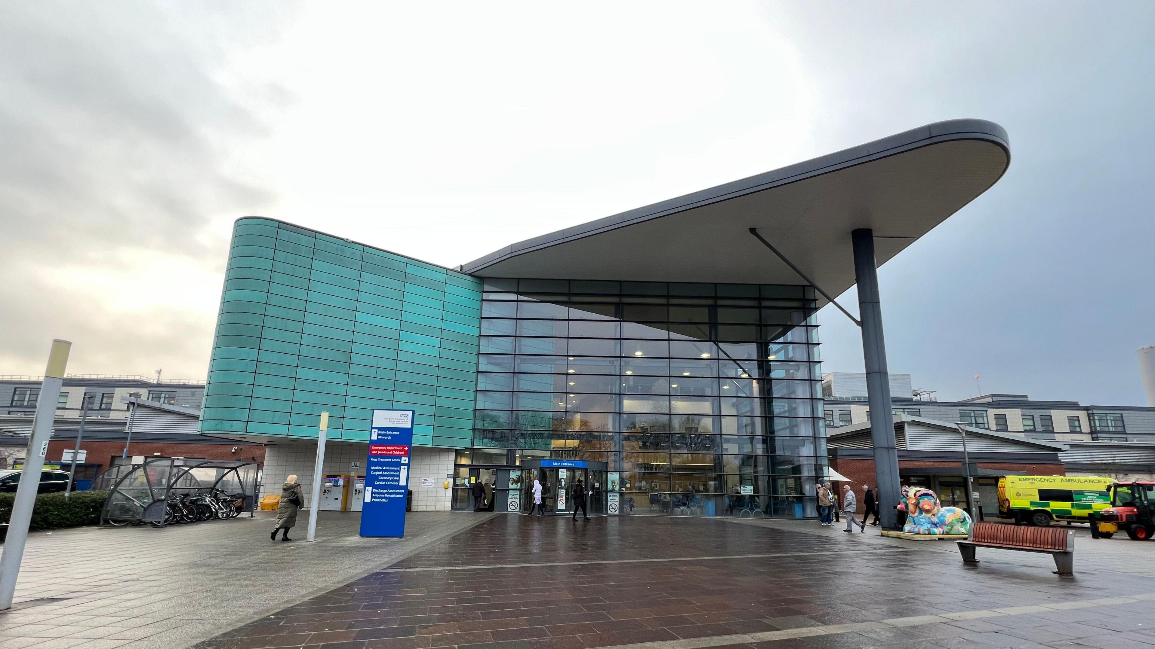 The main entrance of Royal Derby Hospital