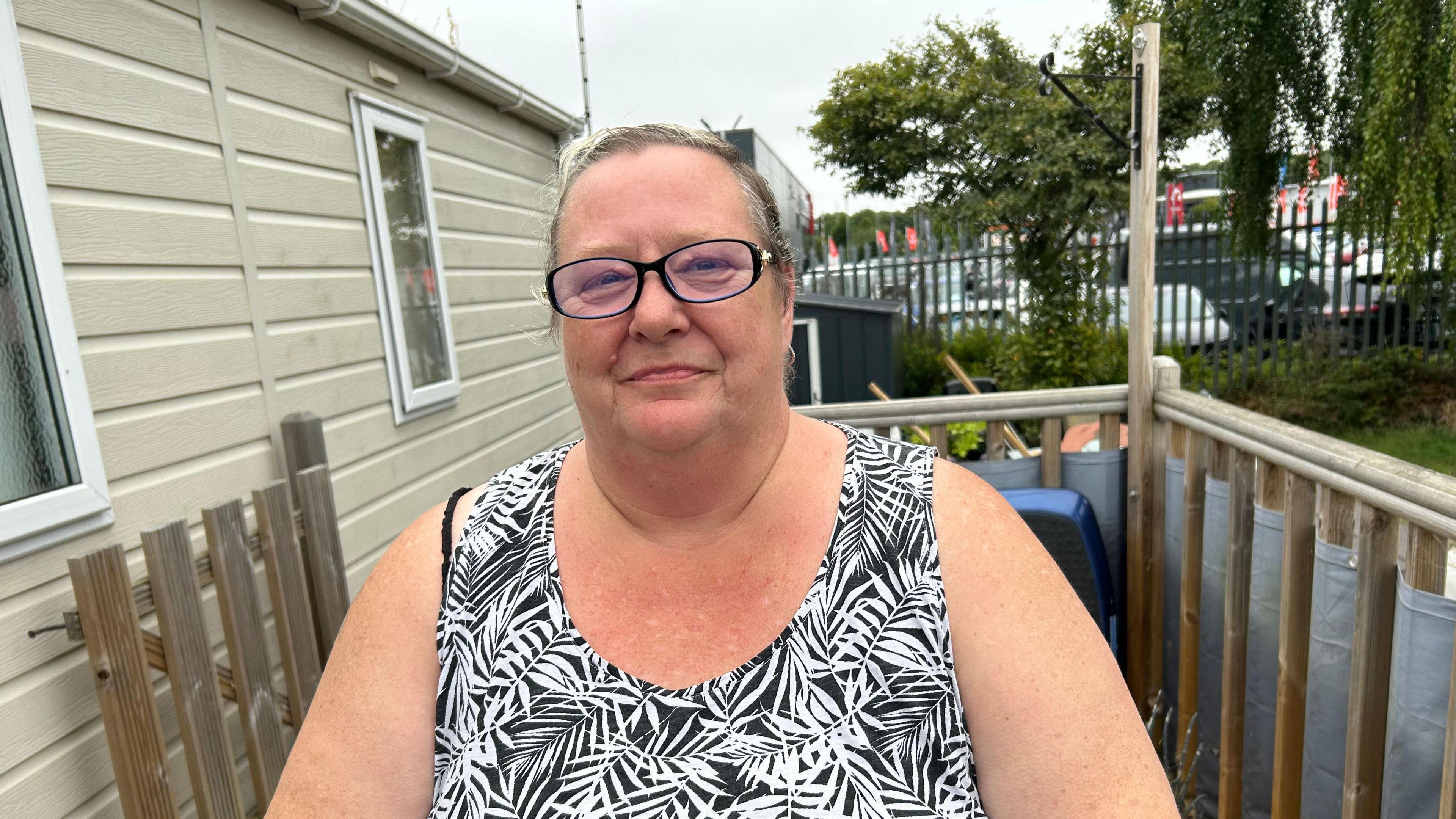 Mandy Bazley outside her home at Billing