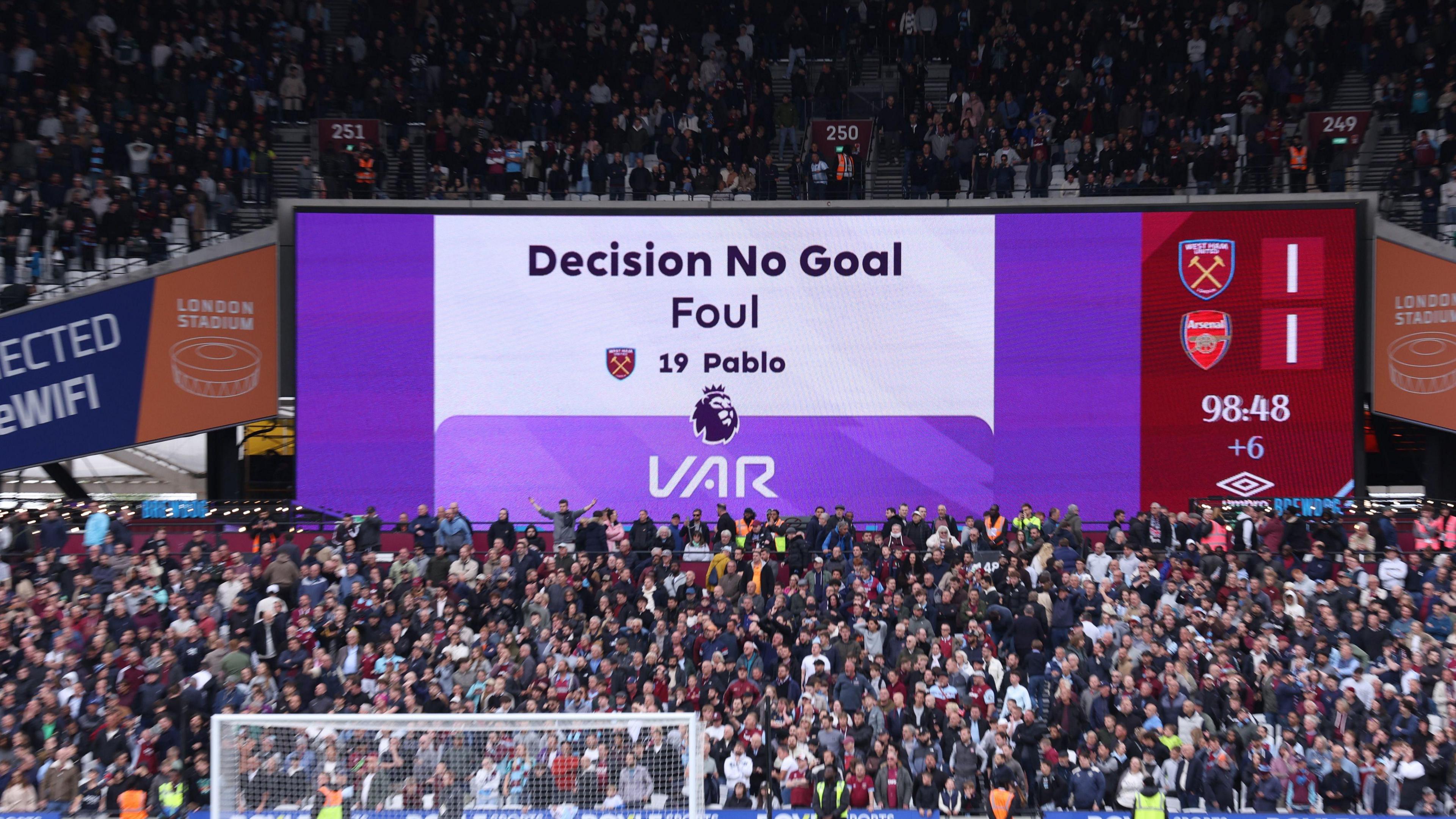 Big screen showing no goal
