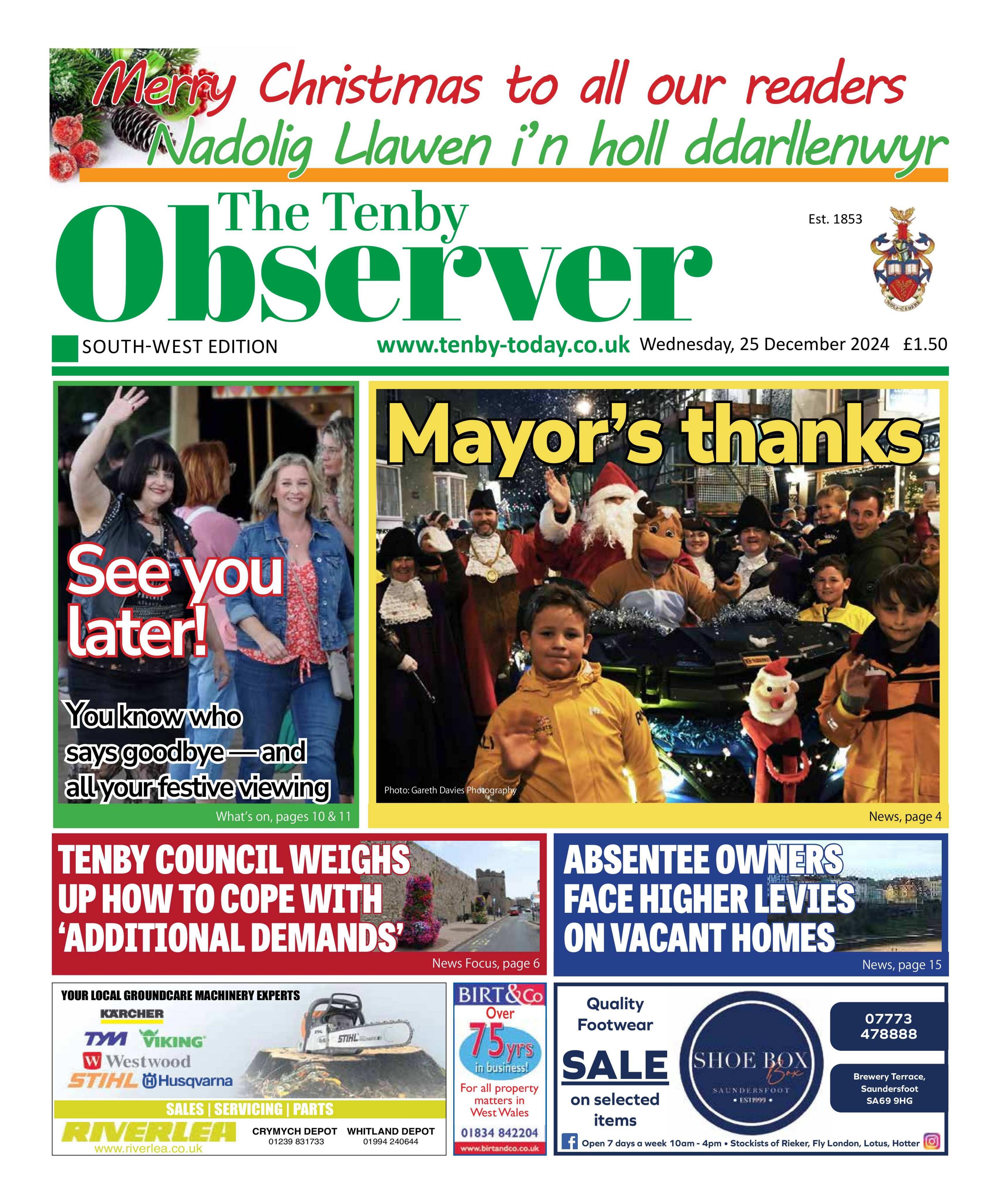 Front page of The Tenby Observer