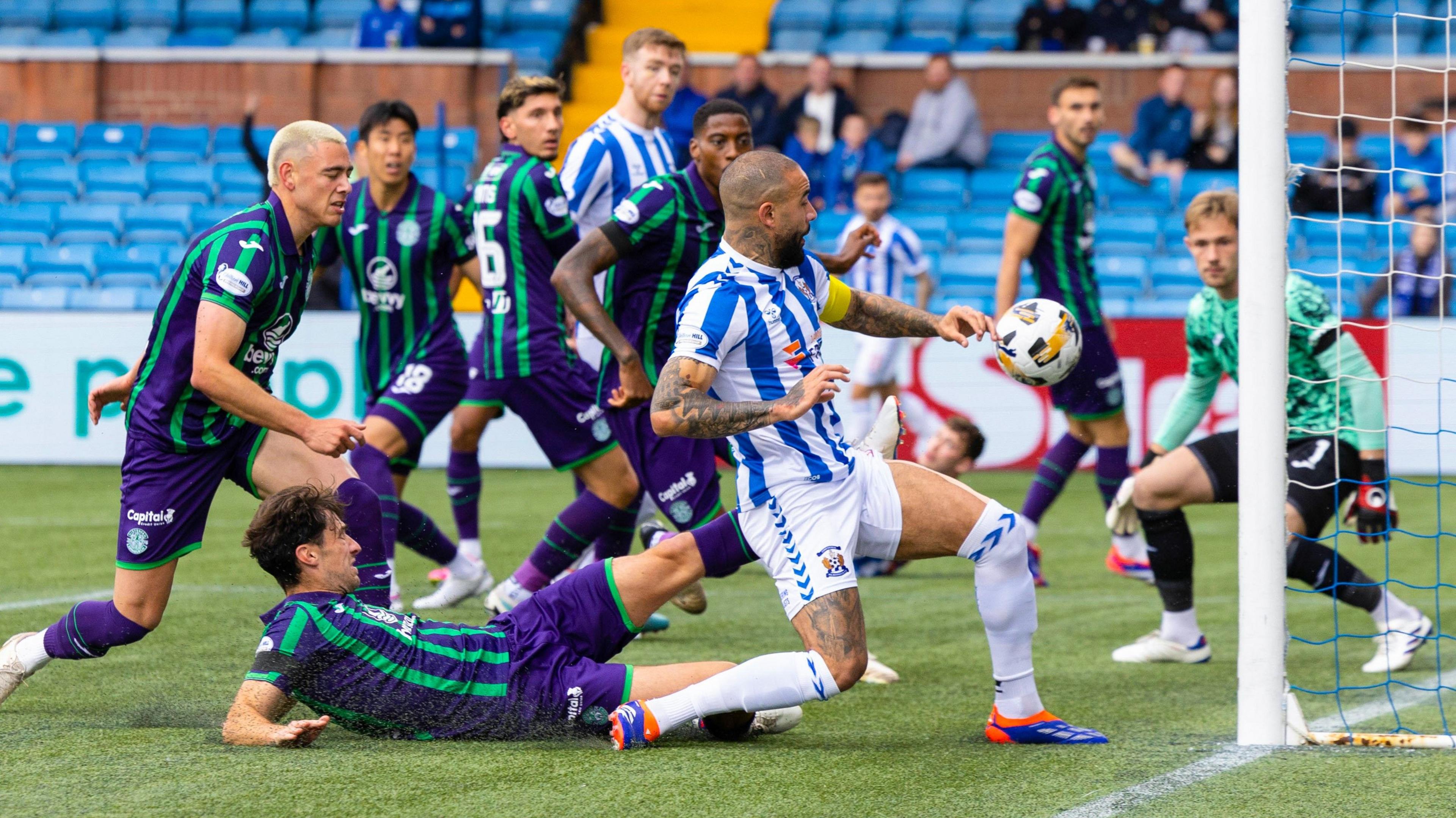 Kyle Vassell misses a chance for Kilmarnock