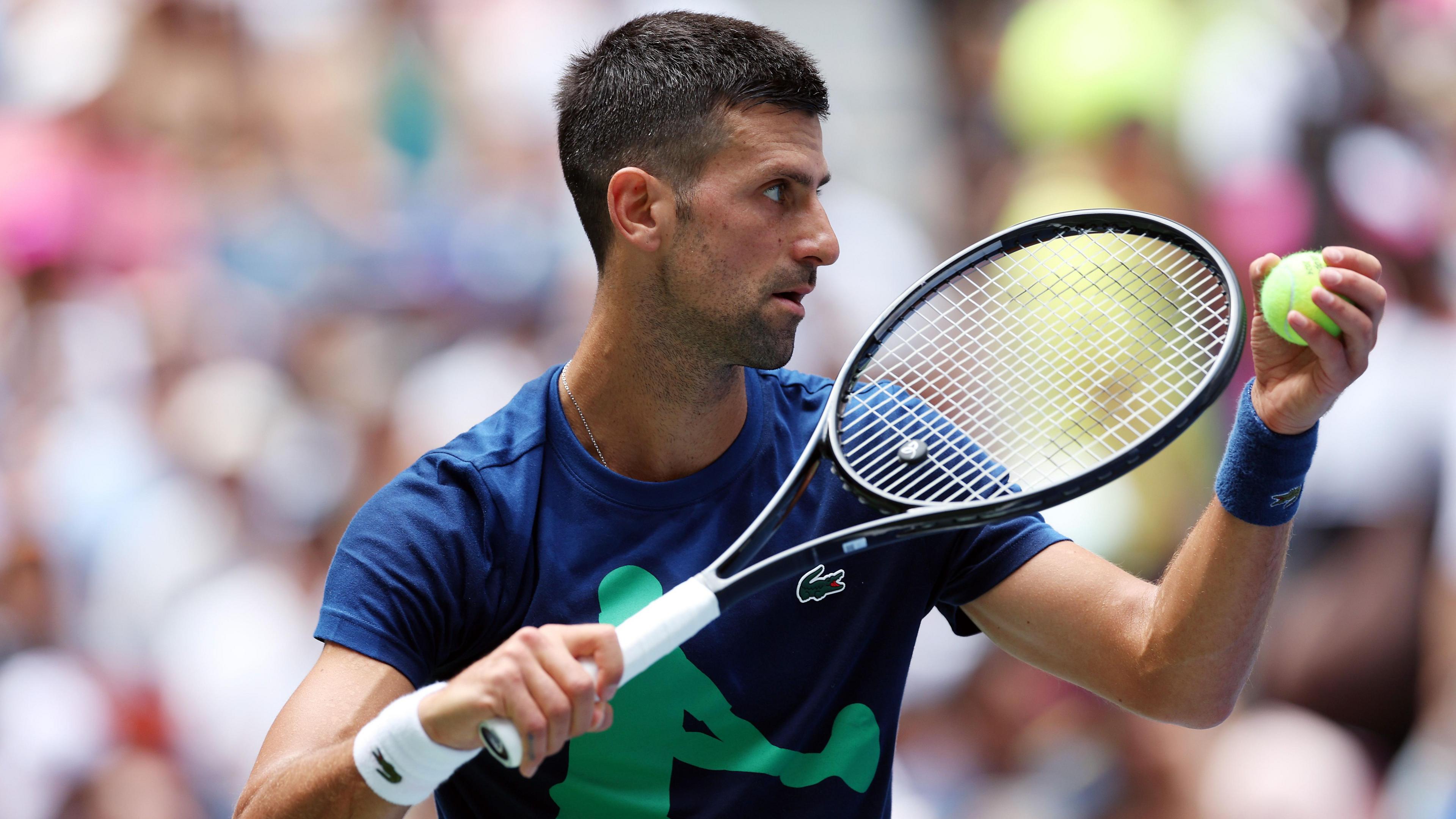 Novak Djokovic during a US Open practice session