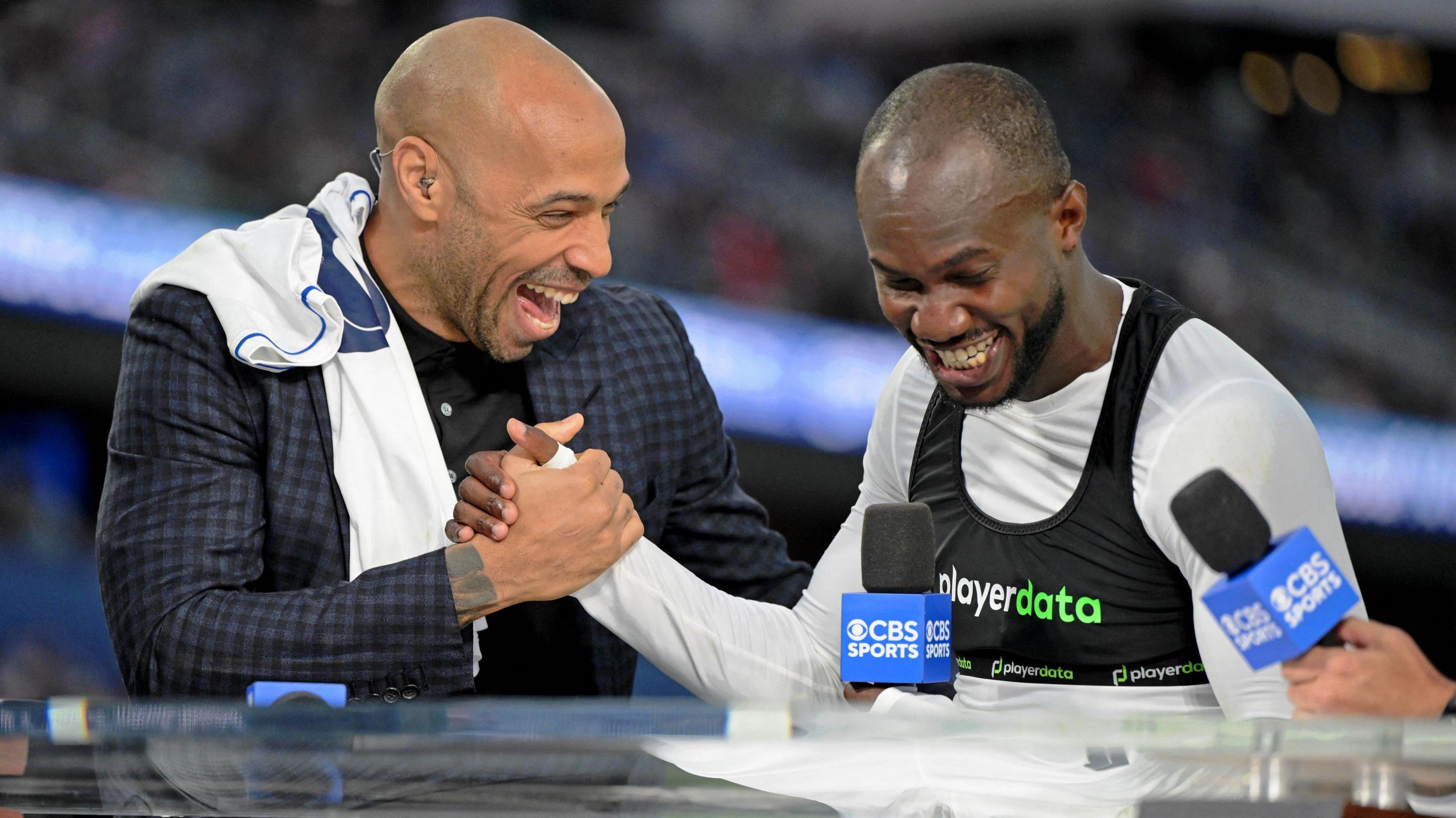 Panama striker Cecilio Waterman and Thierry Henry