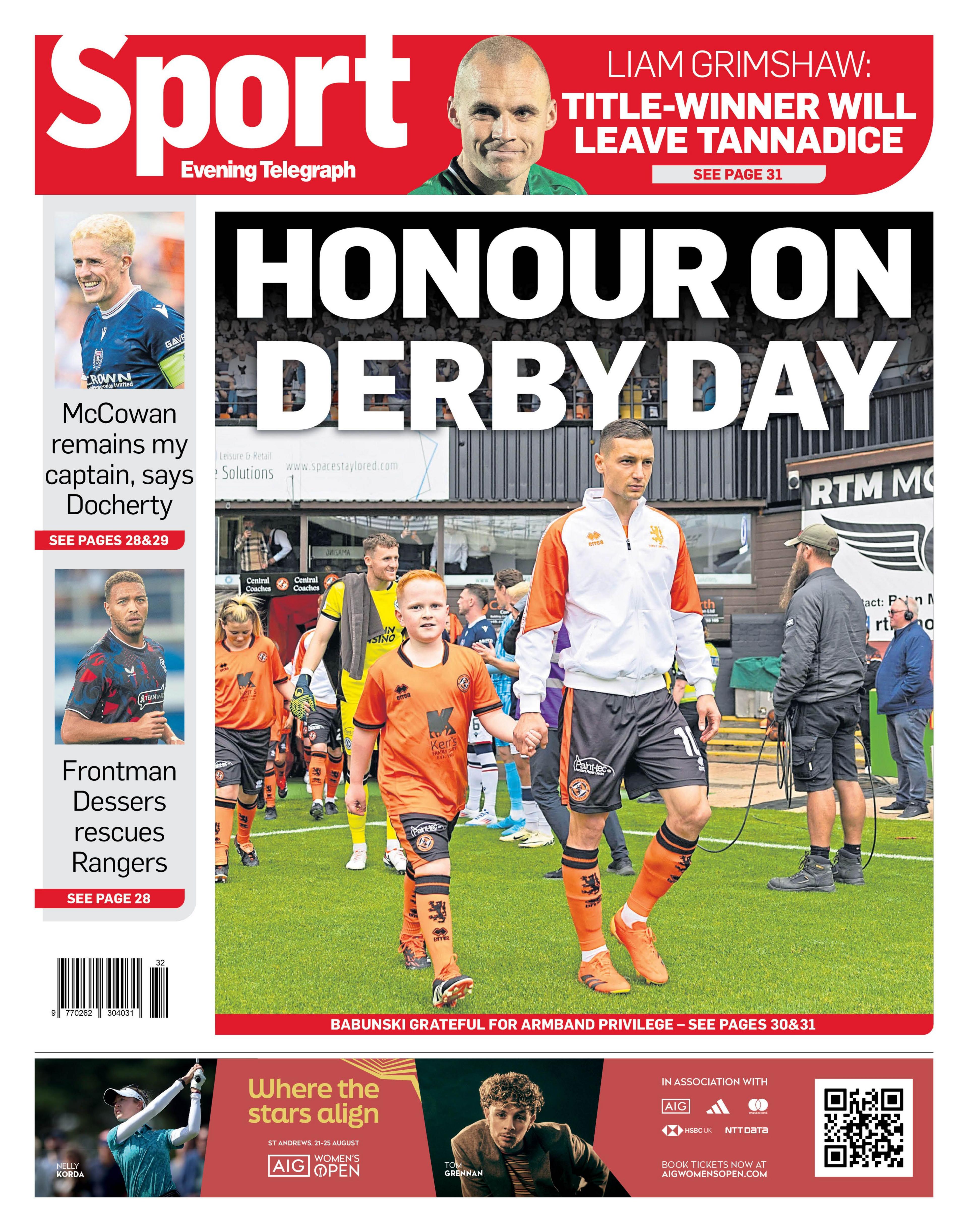 The back page of the Evening Telegraph