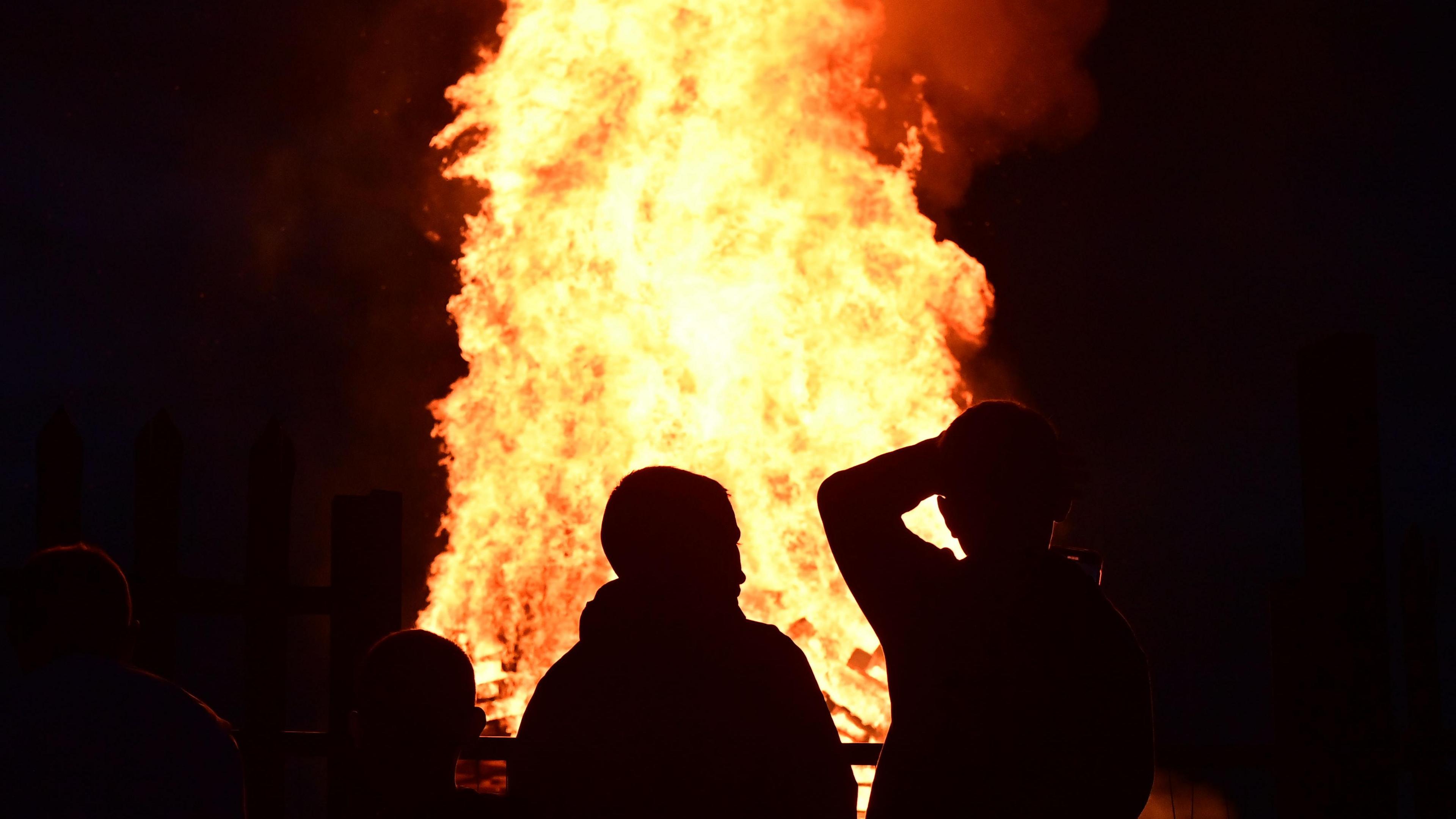 Bonfire at Conway Street in Belfast on the 11th Night. 