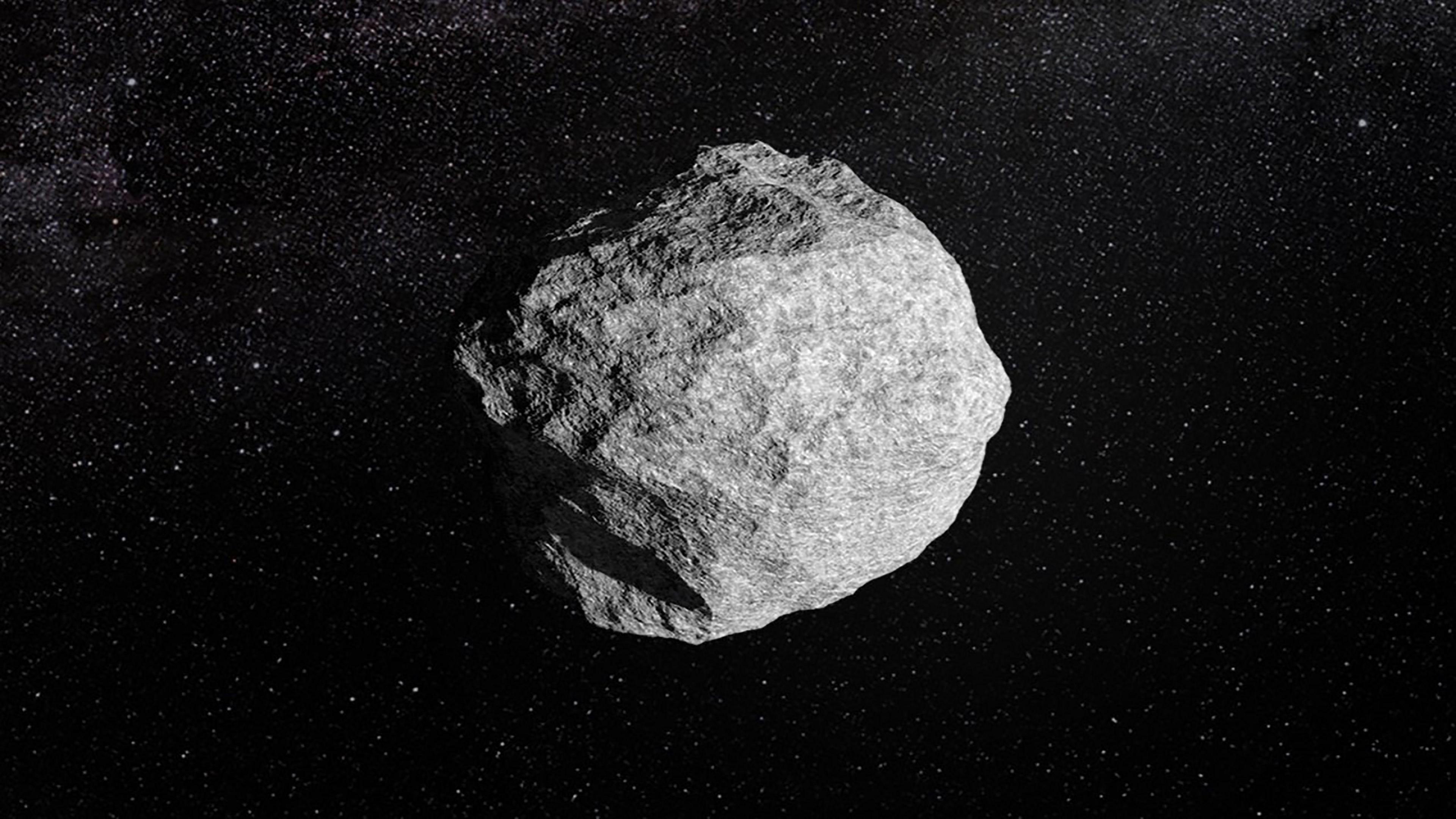 An artist's impression of an asteroid floating through space