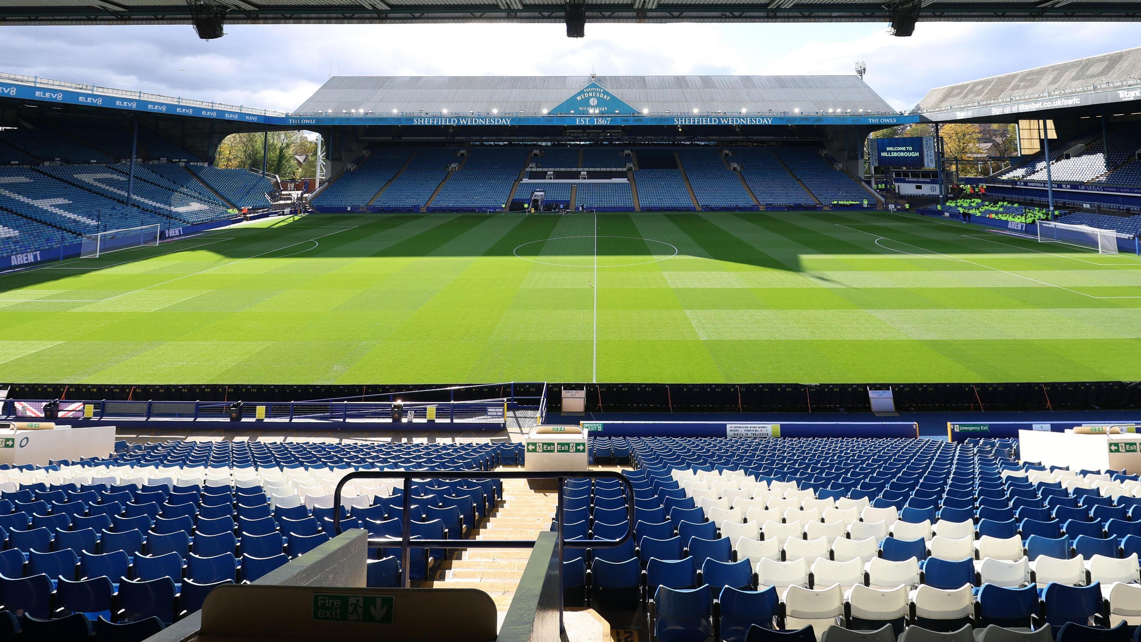 A view of the Main Stand at Hillsborough taken from the North Stand