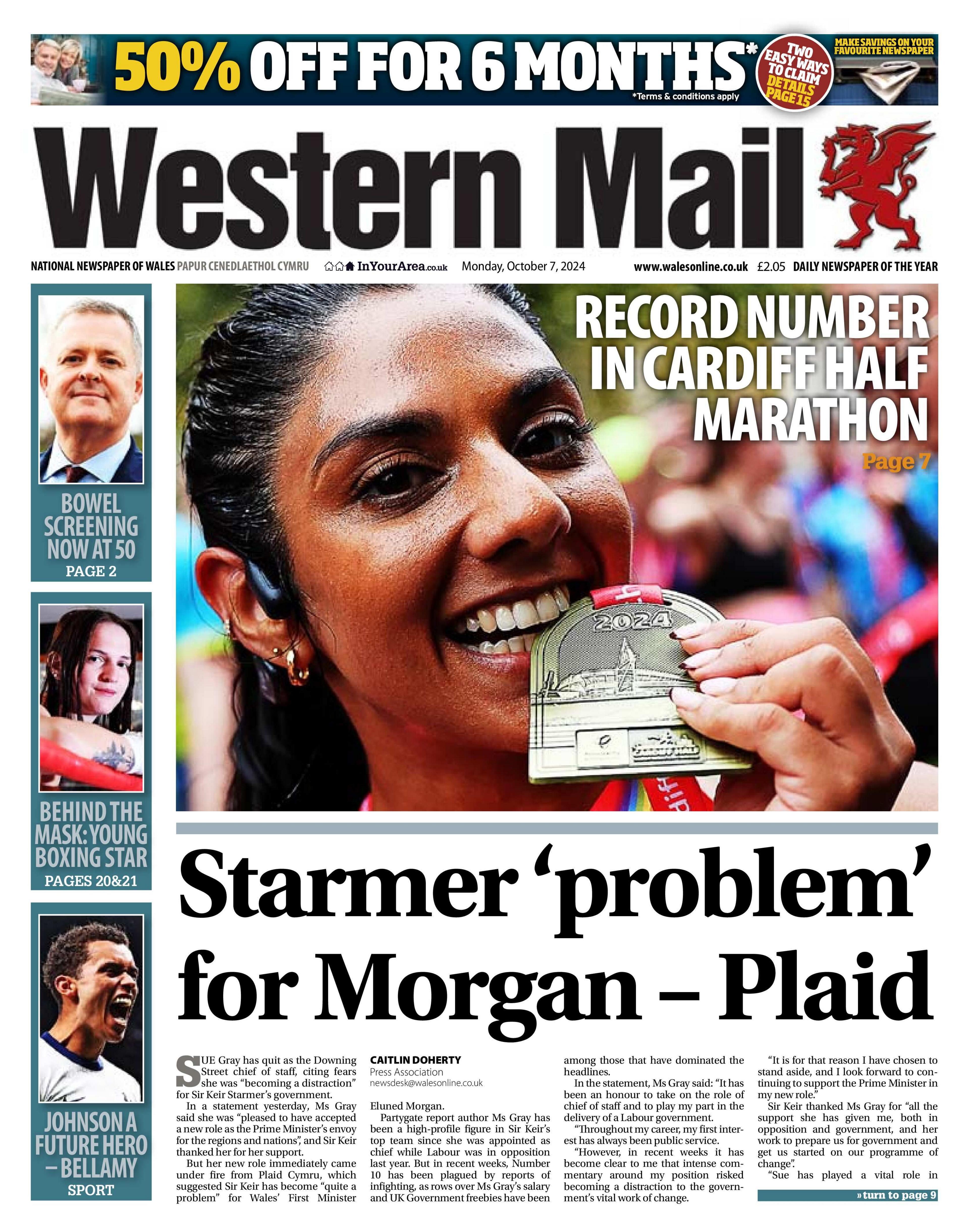 Western Mail front page