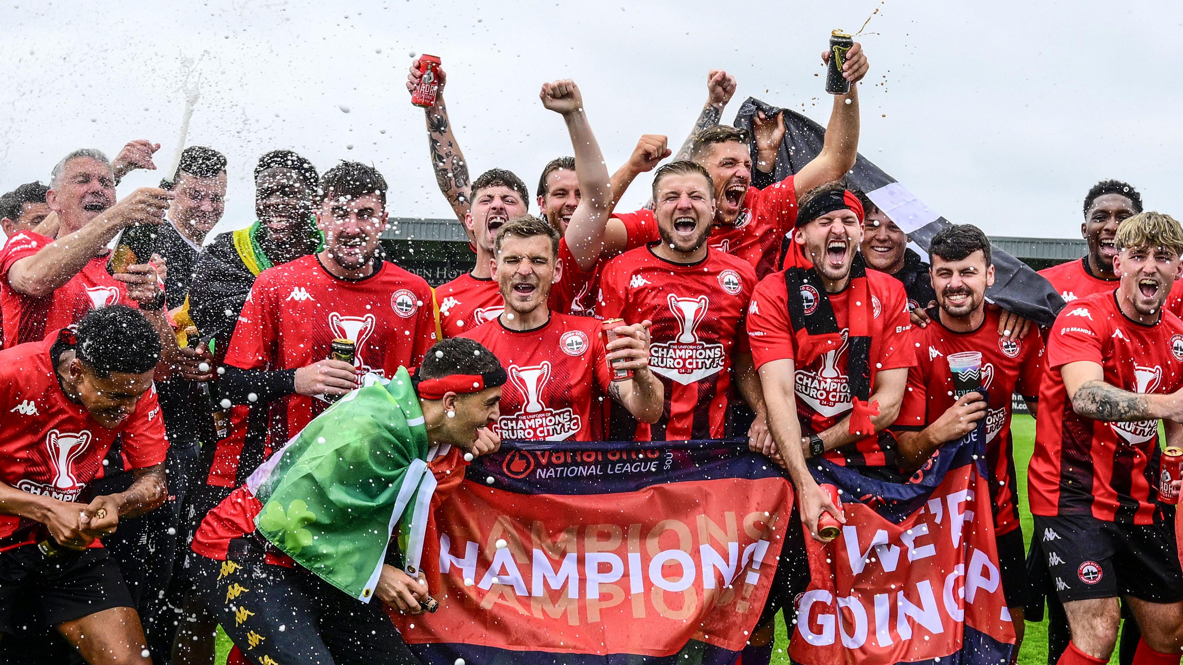 Truro City celebrate winning the National League South title