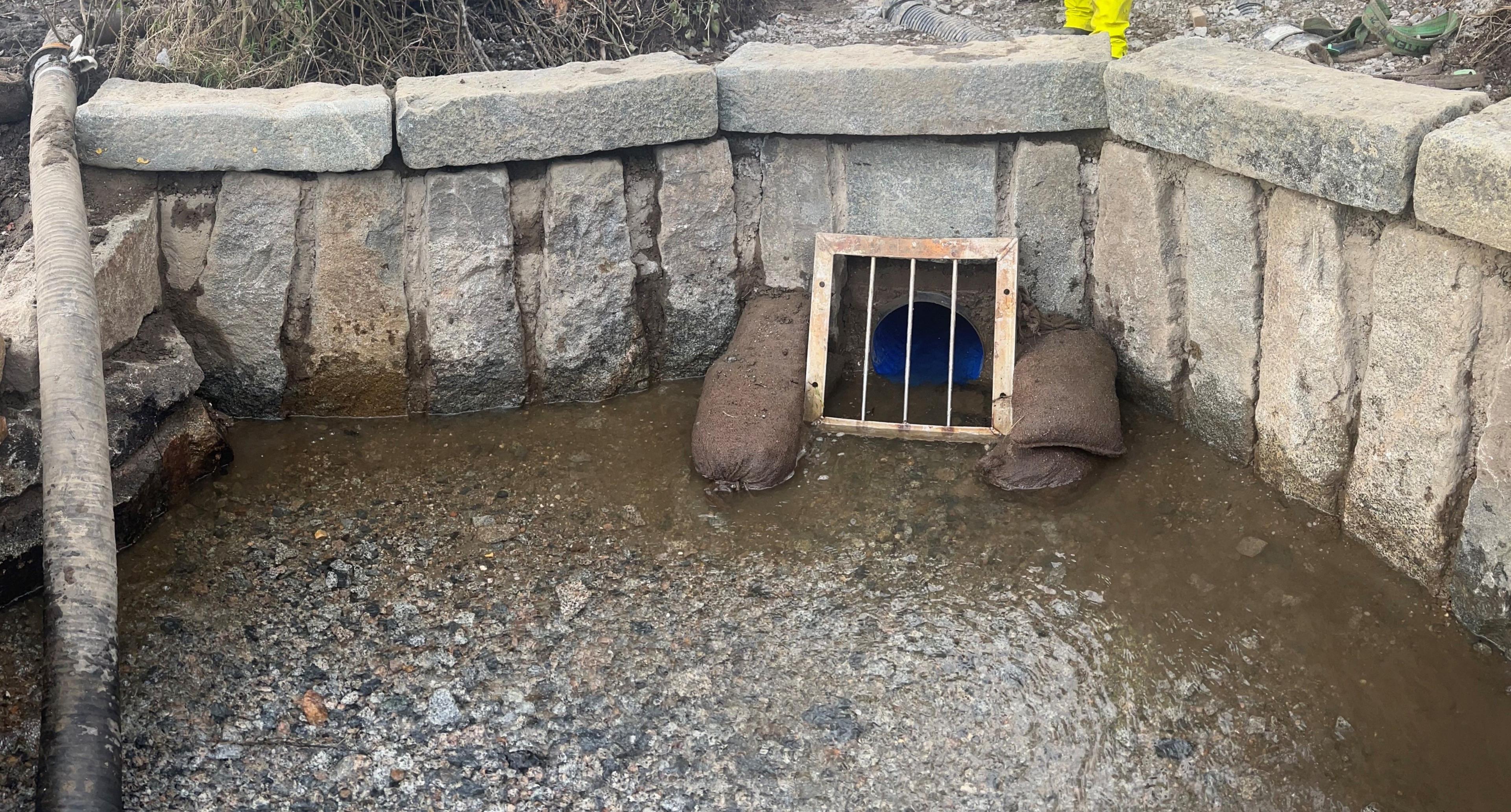 Collapsed culvert in St Andrews, near the Little Chapel