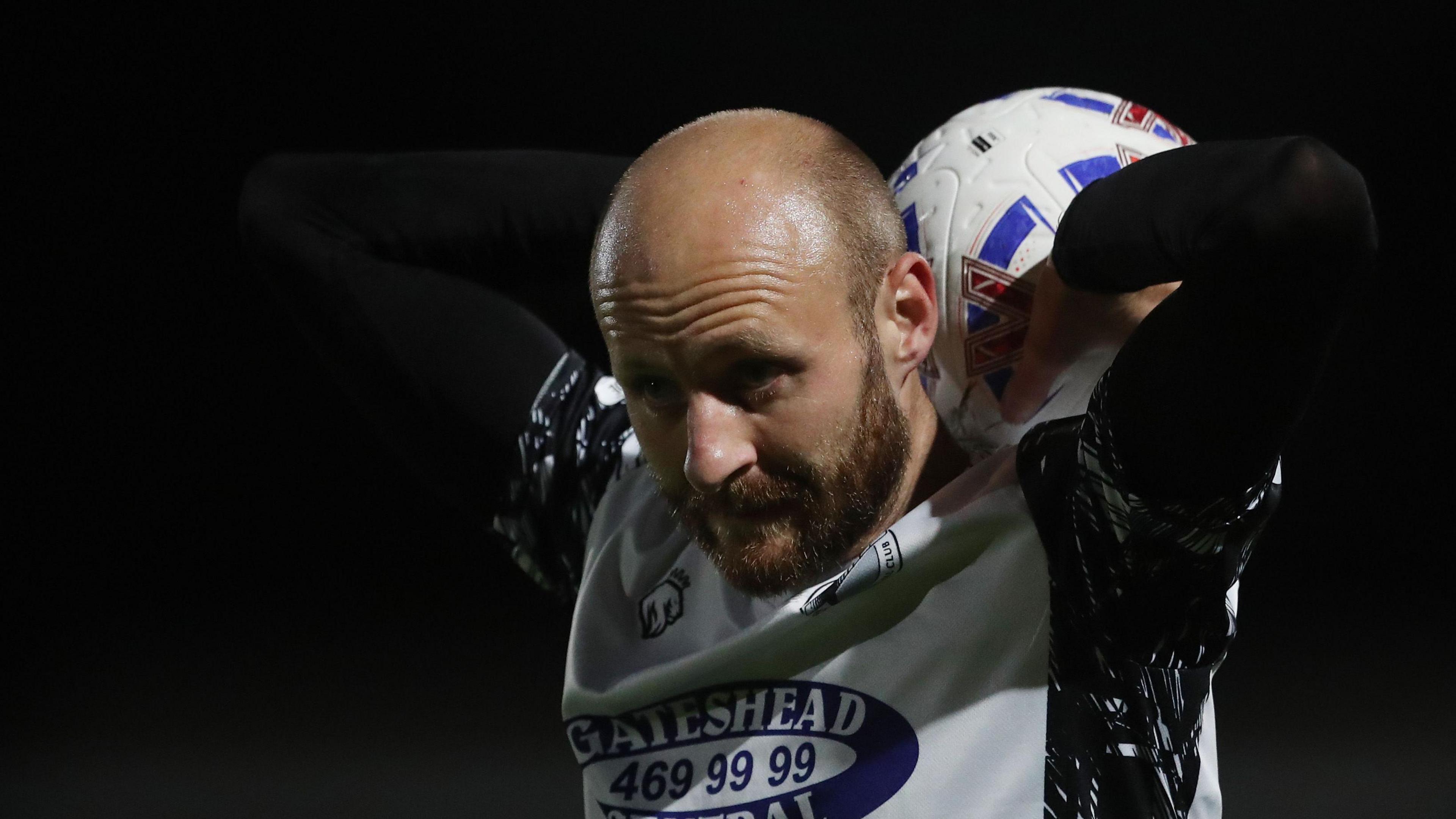 Curtis Edwards taking a throw-in for Gateshead 