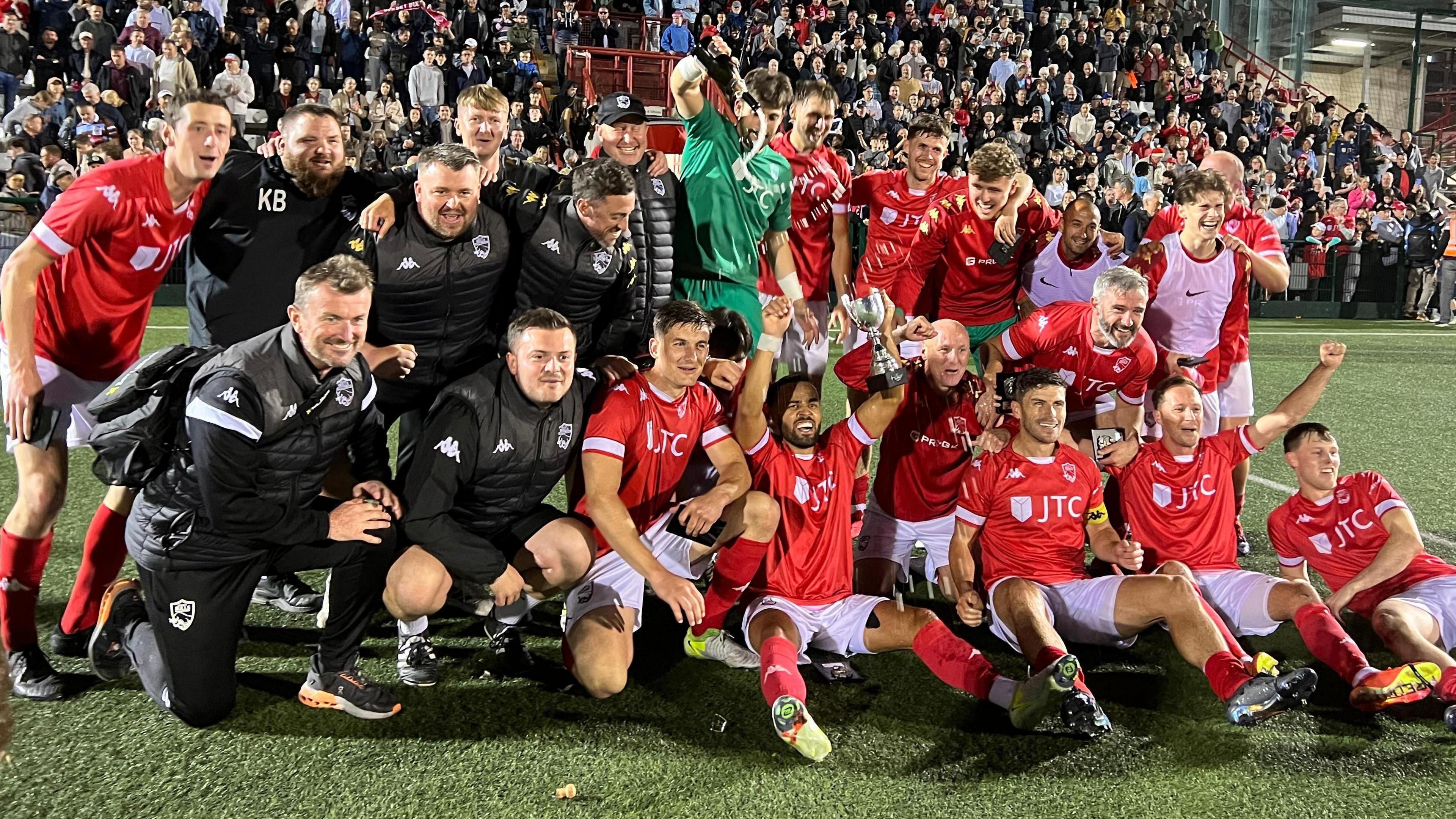 Jersey Bulls celebrate winning the play-off final