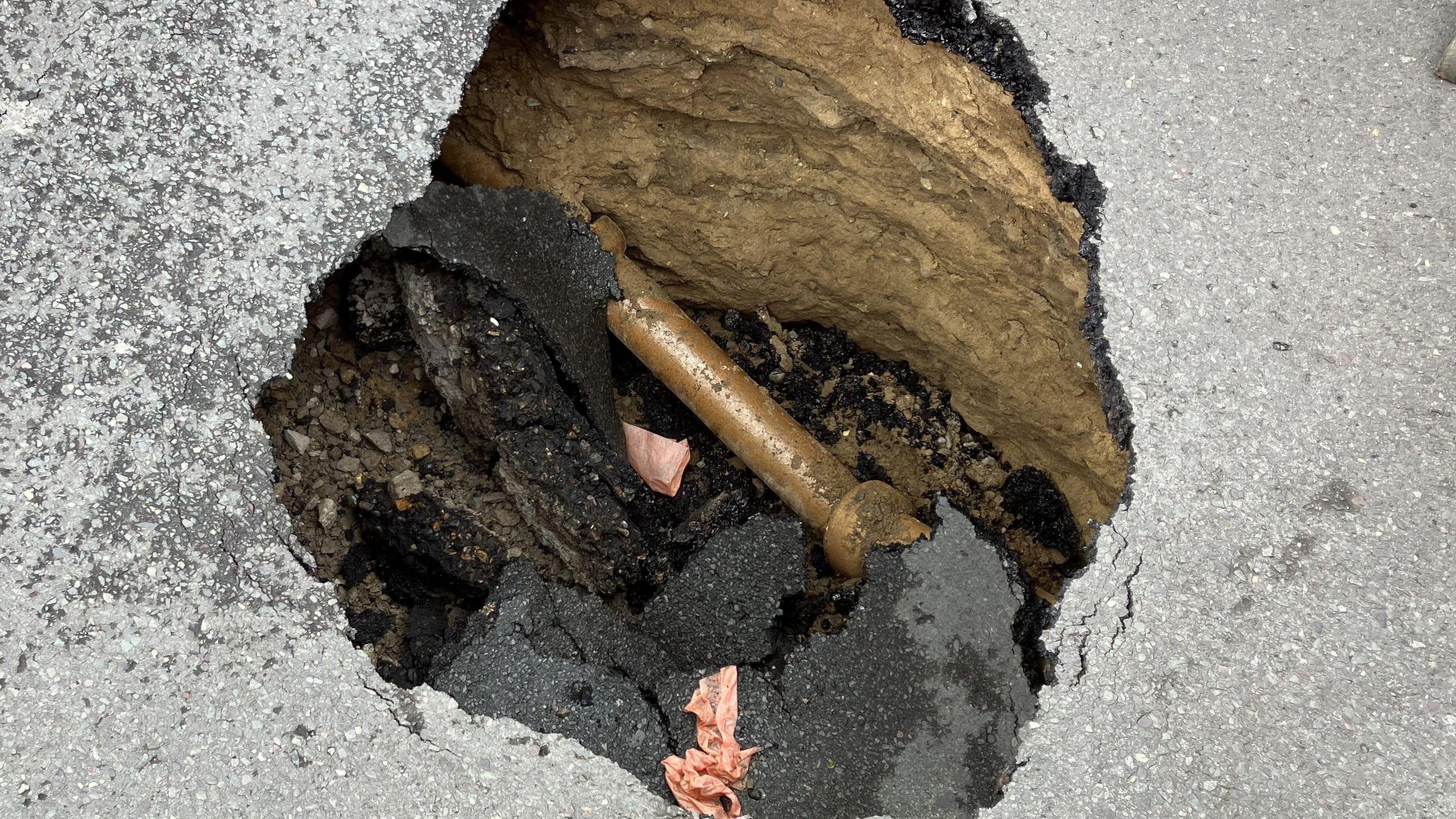 The sinkhole on Stanley Street in Lowestoft