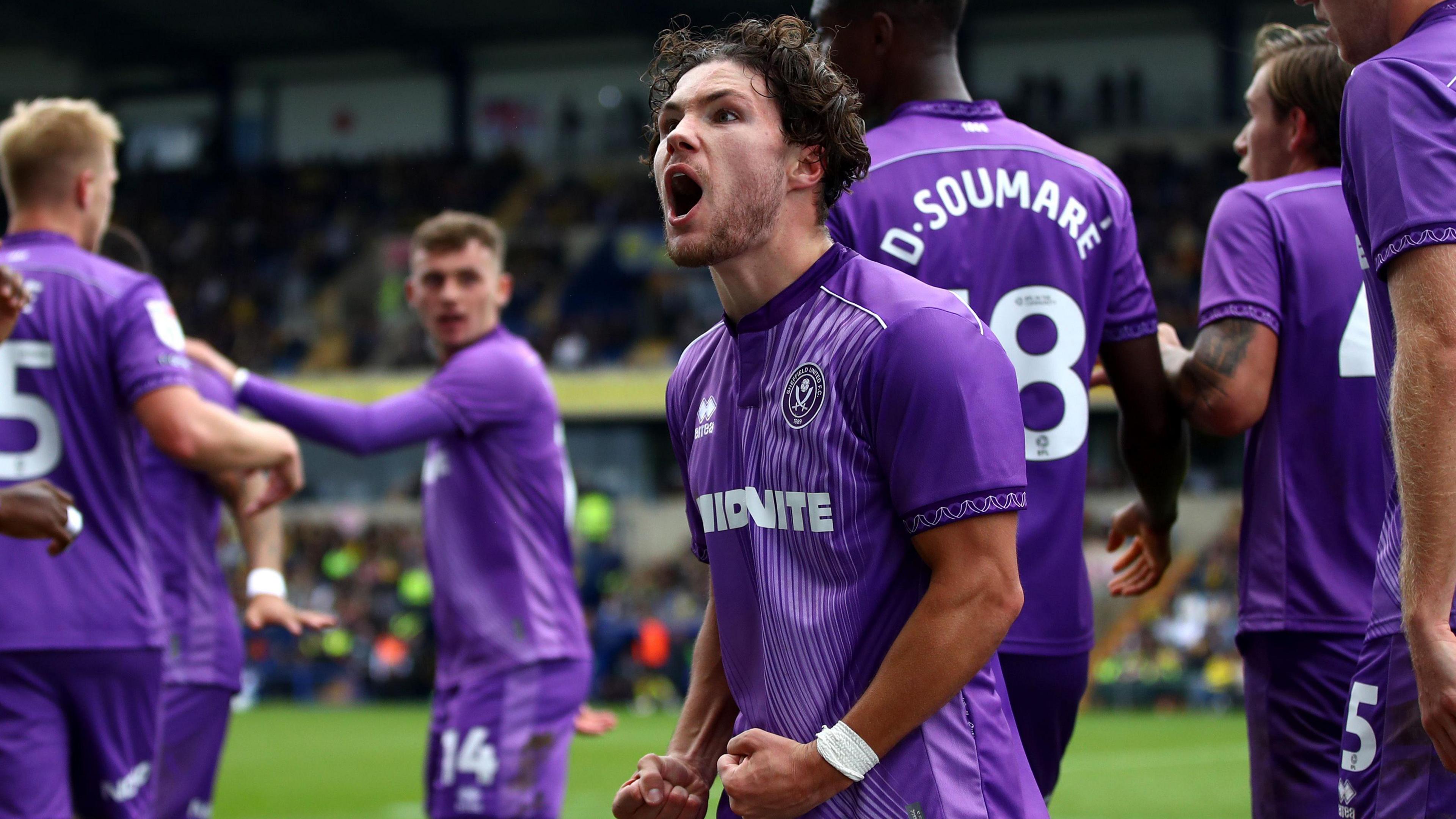 Callum O'Hare celebrates scoring for Sheffield United