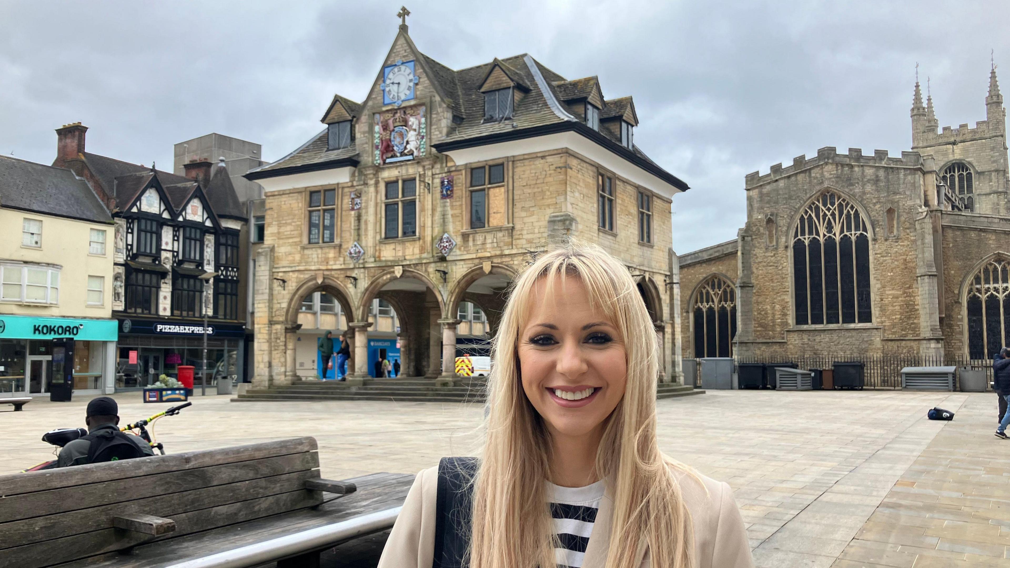 Chloe Brewer in Cathedral Square in Peterborough