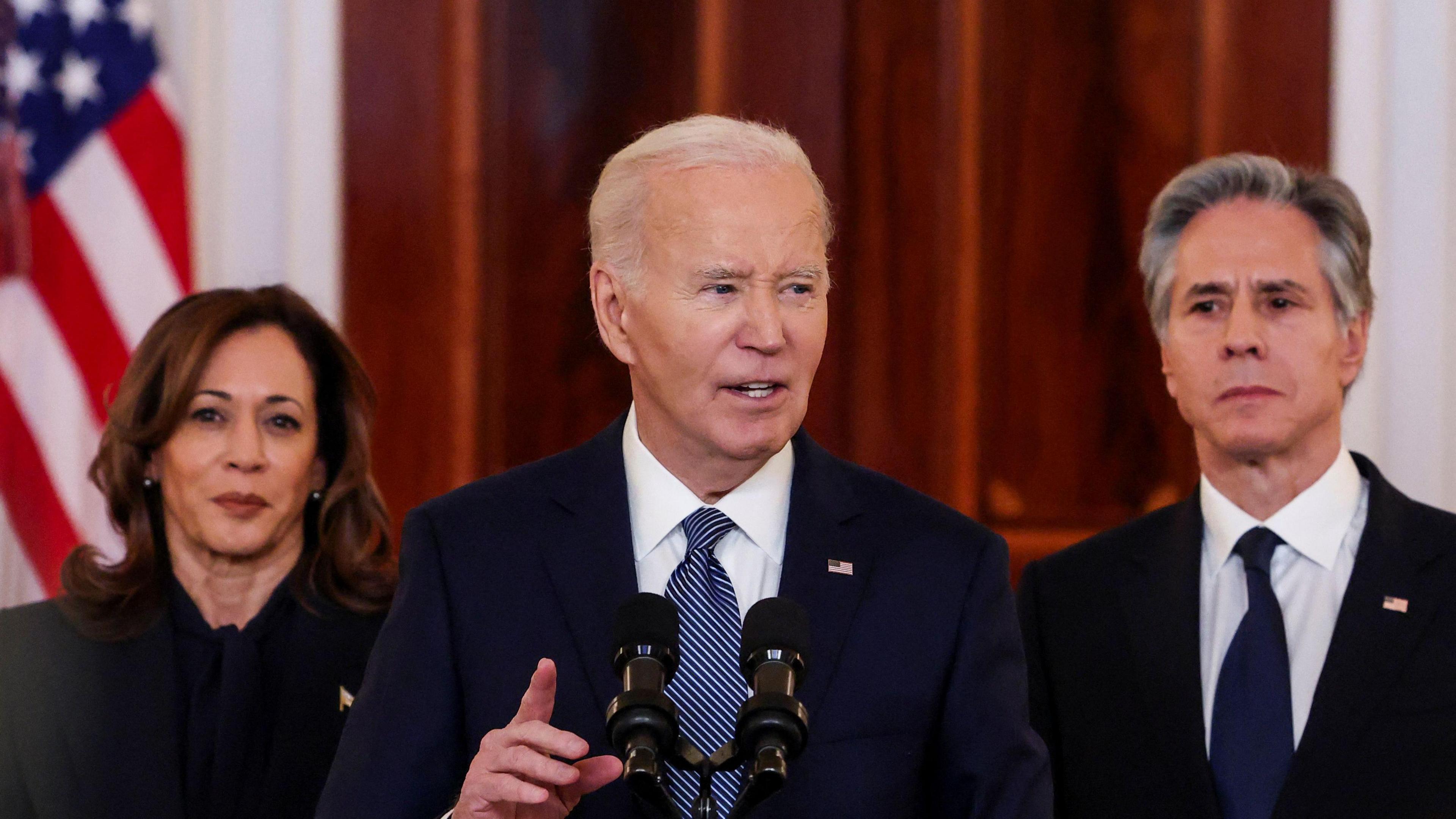 President Biden speaking at a press conference