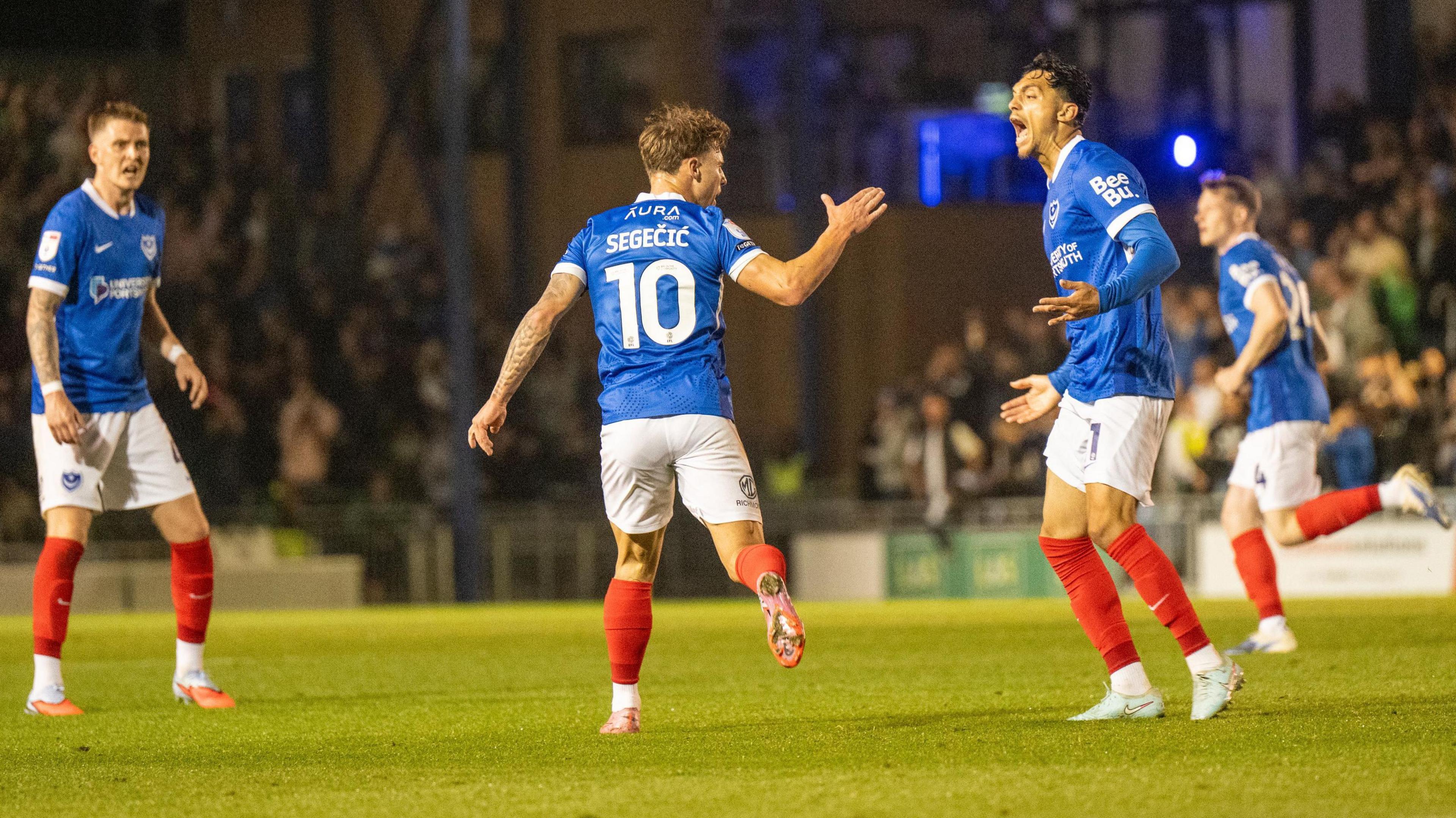 Adrian Segecic celebrates after drawing his side level against Watford