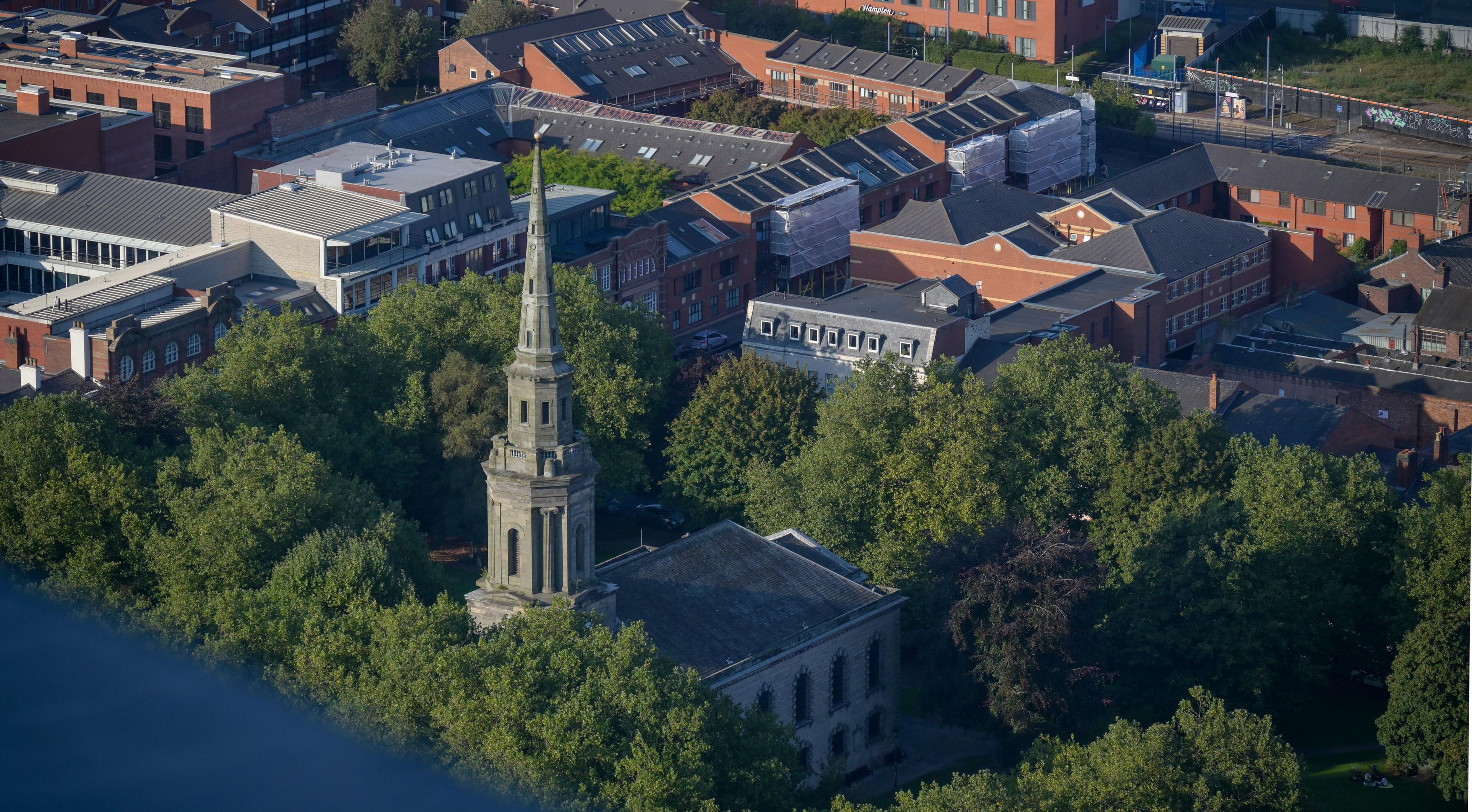 A view of St Paul's Church and the Jewellery Quarter 