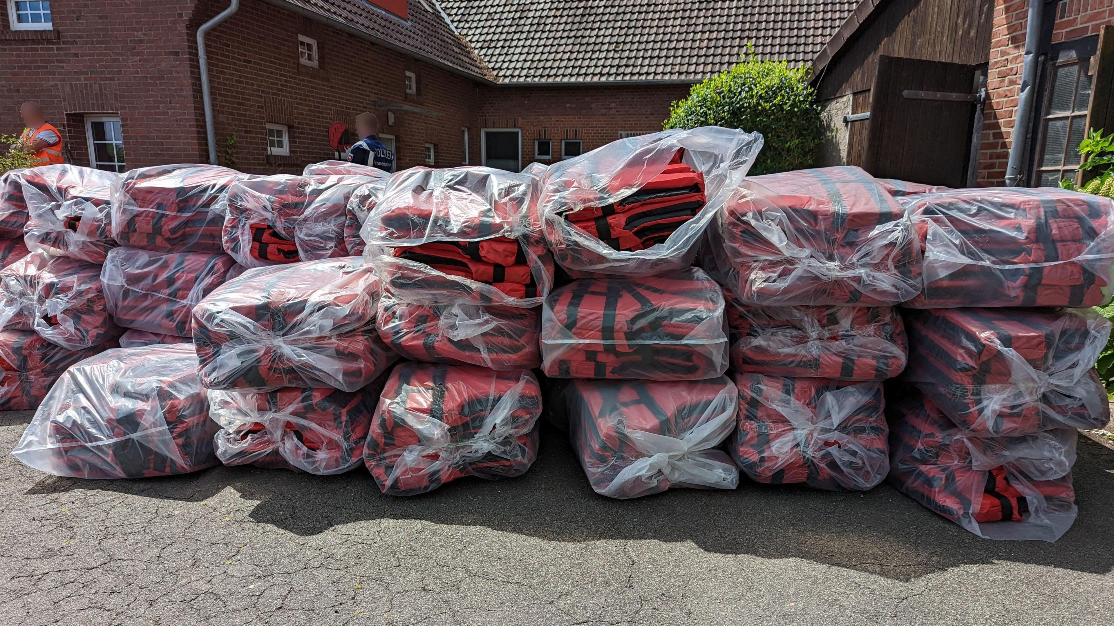 Inflatable boats found at a storage site in Germany alleged to have been supplied to people smugglers operating the English Channel crossings