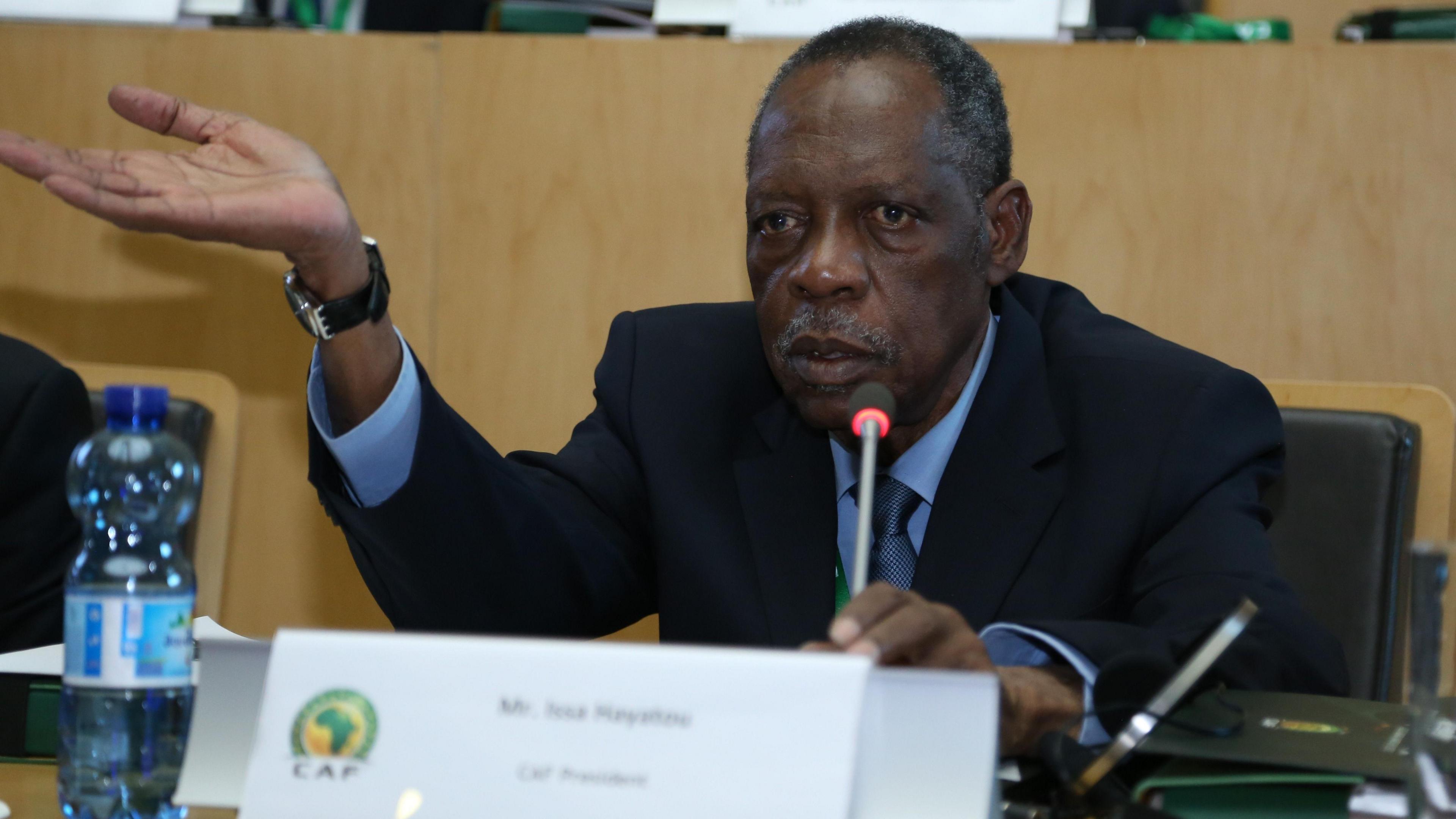 Issa Hayatou at a meeting representing CAF