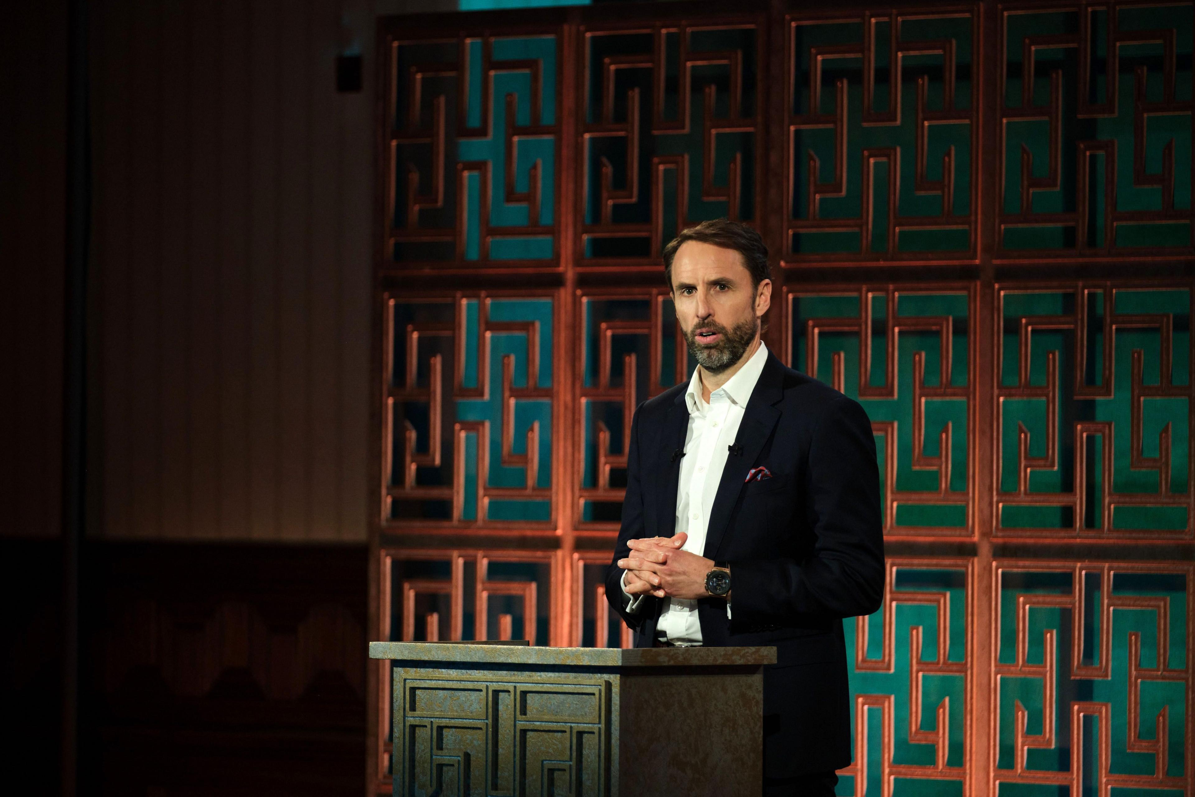 Sir Gareth Southgate speaking at this year's Dimbleby Lecture