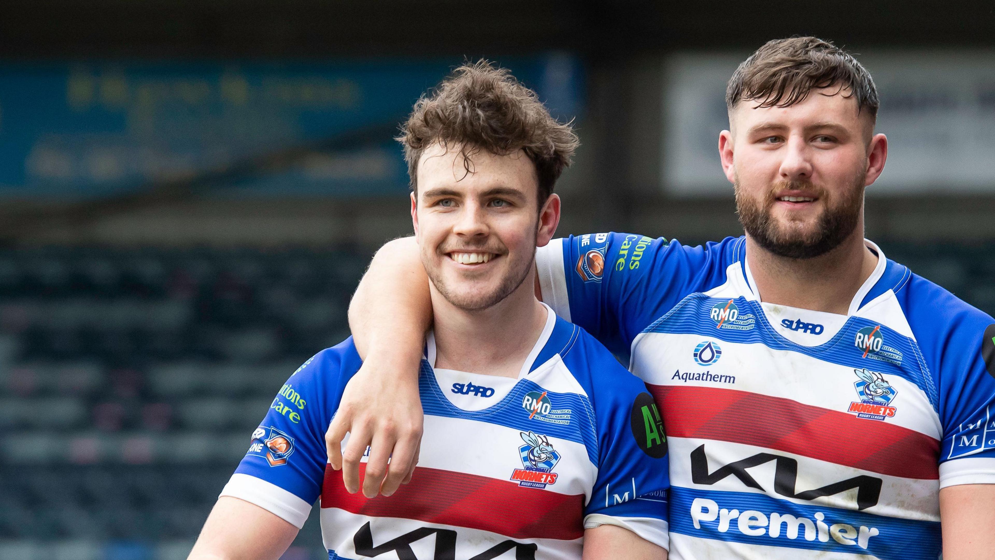 Cobi Green and teammate at Rochdale Hornets