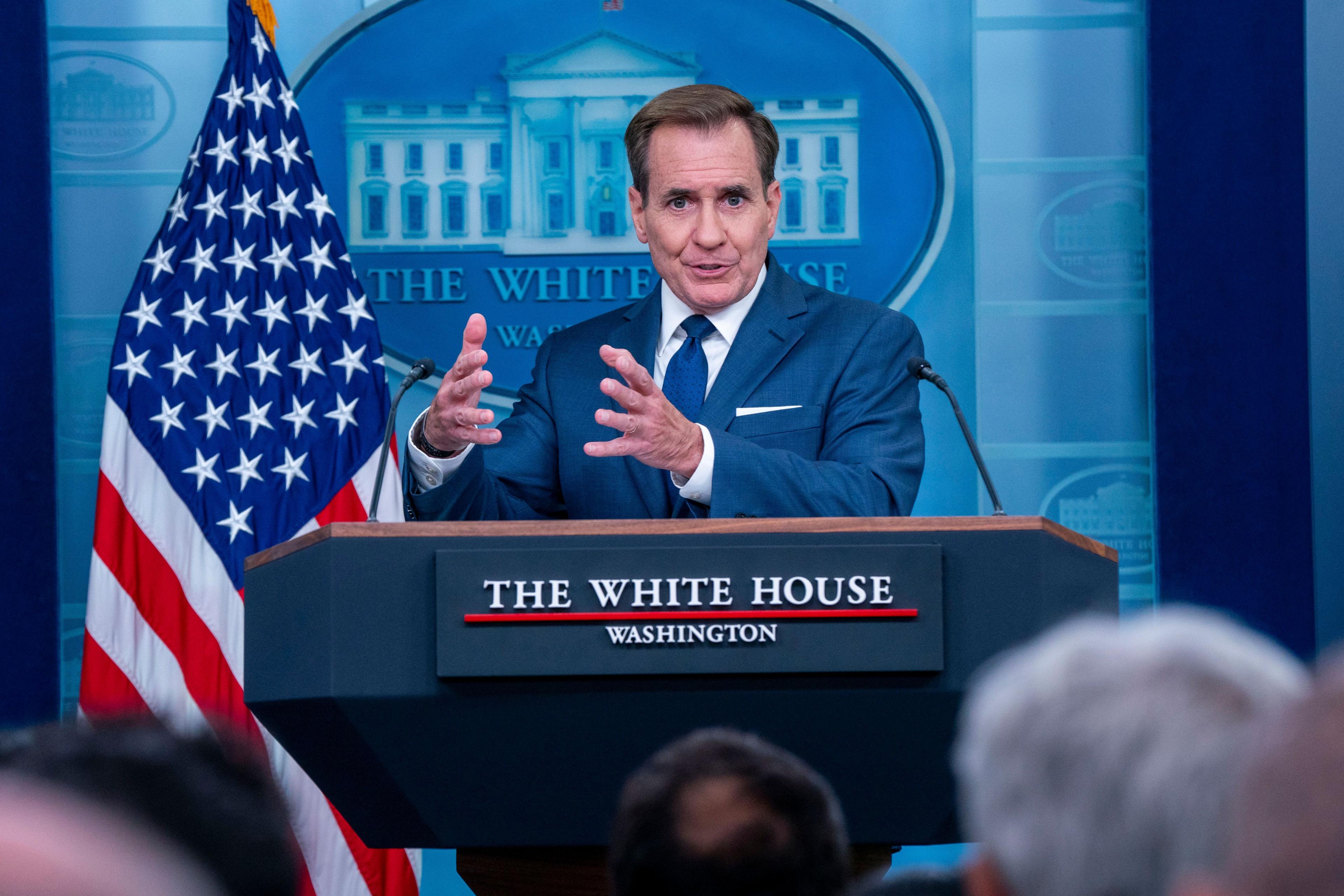 White House national security spokesman John Kirby warning of Russian election interference